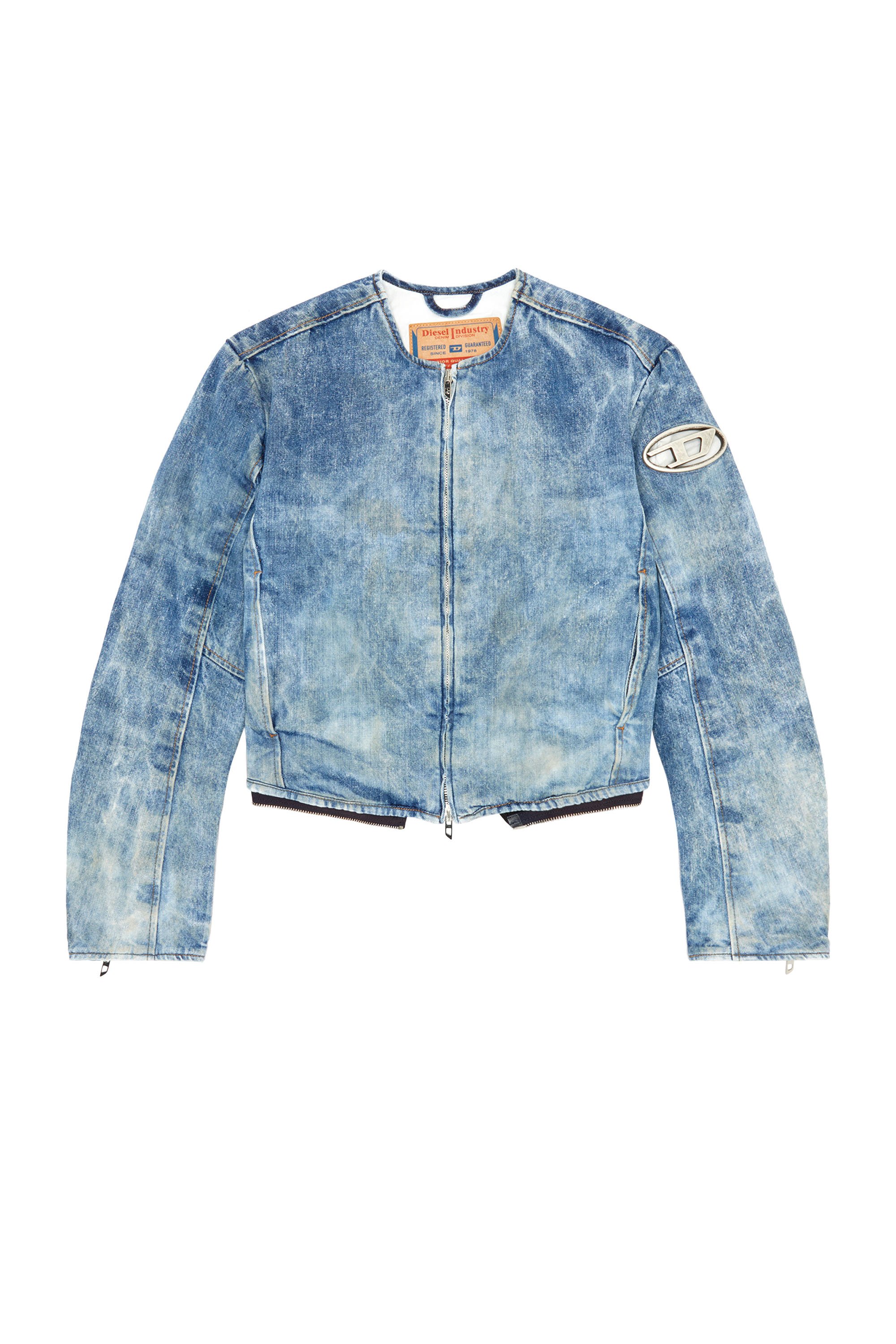 Diesel - DE-CALUR-FSE, Female Denim jacket with biker zip details in Blue - Image 6
