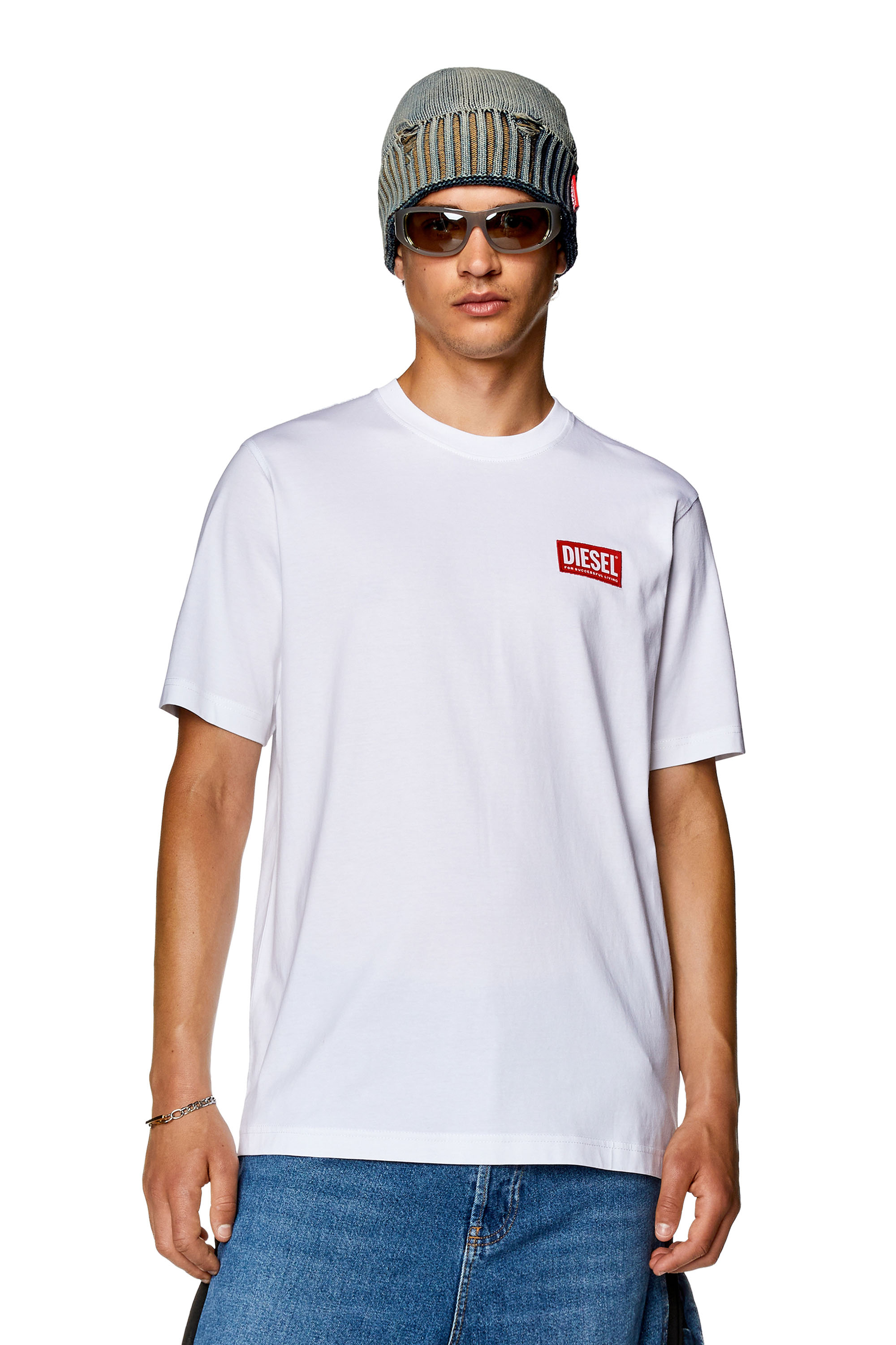 Diesel - T-JUST-NLABEL, Homme T-shirt avec empiècement à logo in Blanc - Image 1