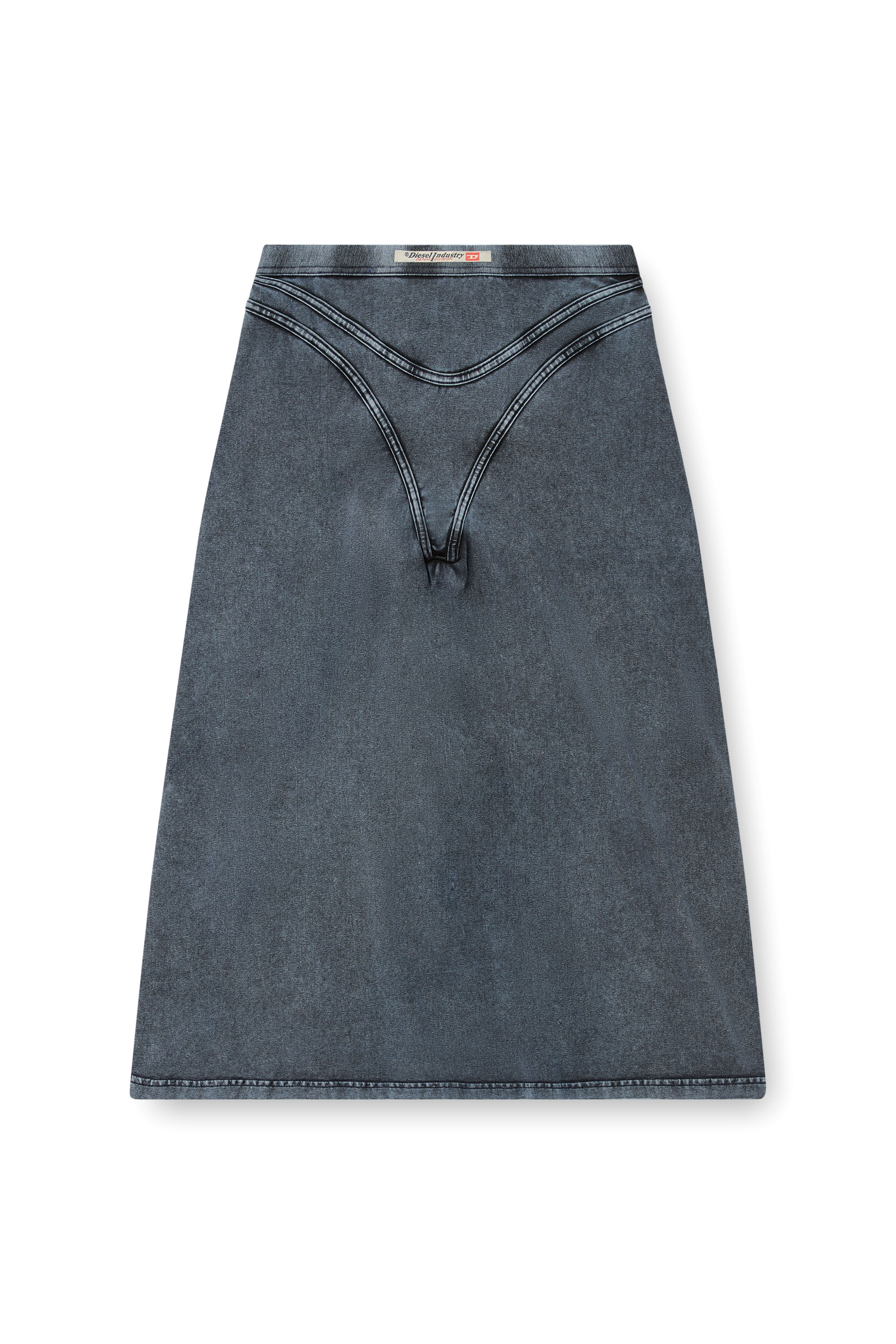 Diesel - O-ALLINE, Female's Midi skirt in denim-look jersey in Dark Blue - 3