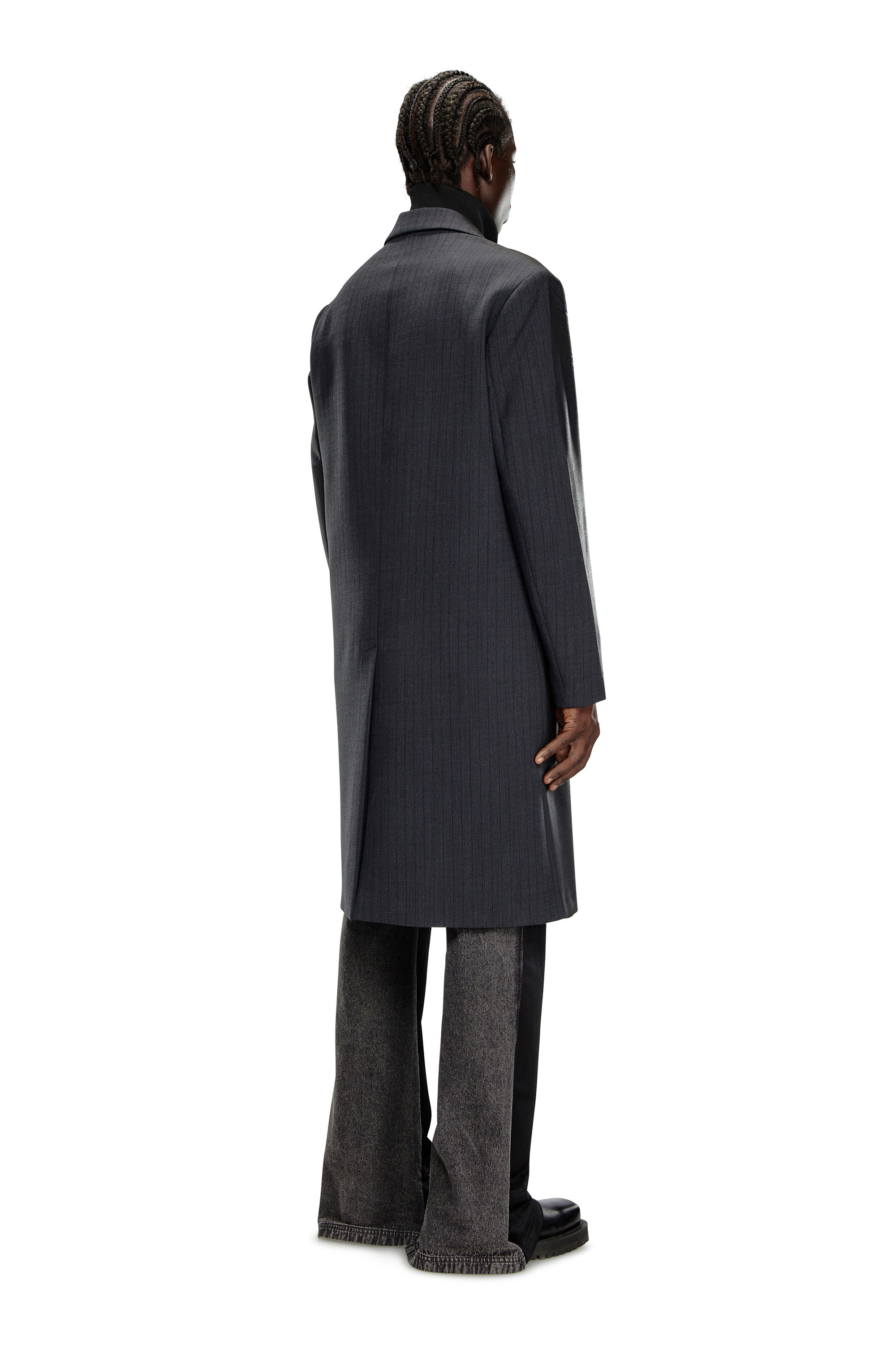 Diesel - J-DENNER, Male Coat in pinstriped cool wool in Black - Image 4