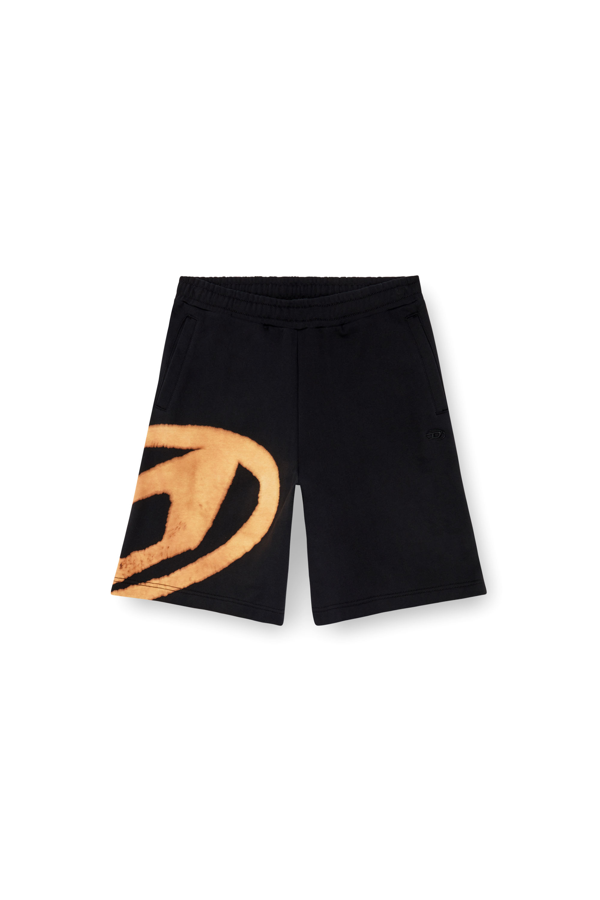 Diesel - P-CROW-BLEACH, Male's Sweat shorts with bleached logo in Black/Orange - 4