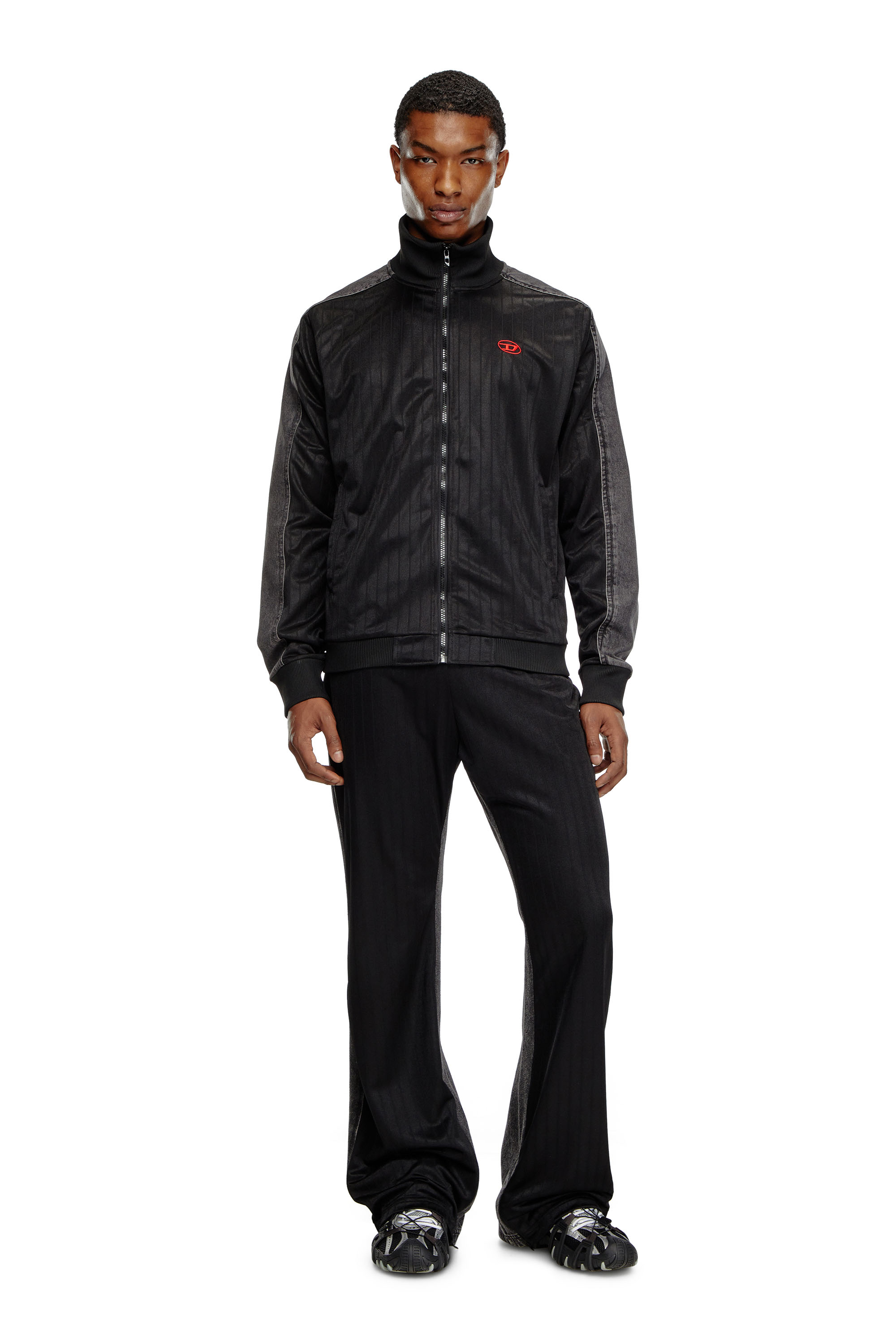 Diesel - S-LOCKER-VET, Male's Track jacket in triacetate and denim in Black - 2