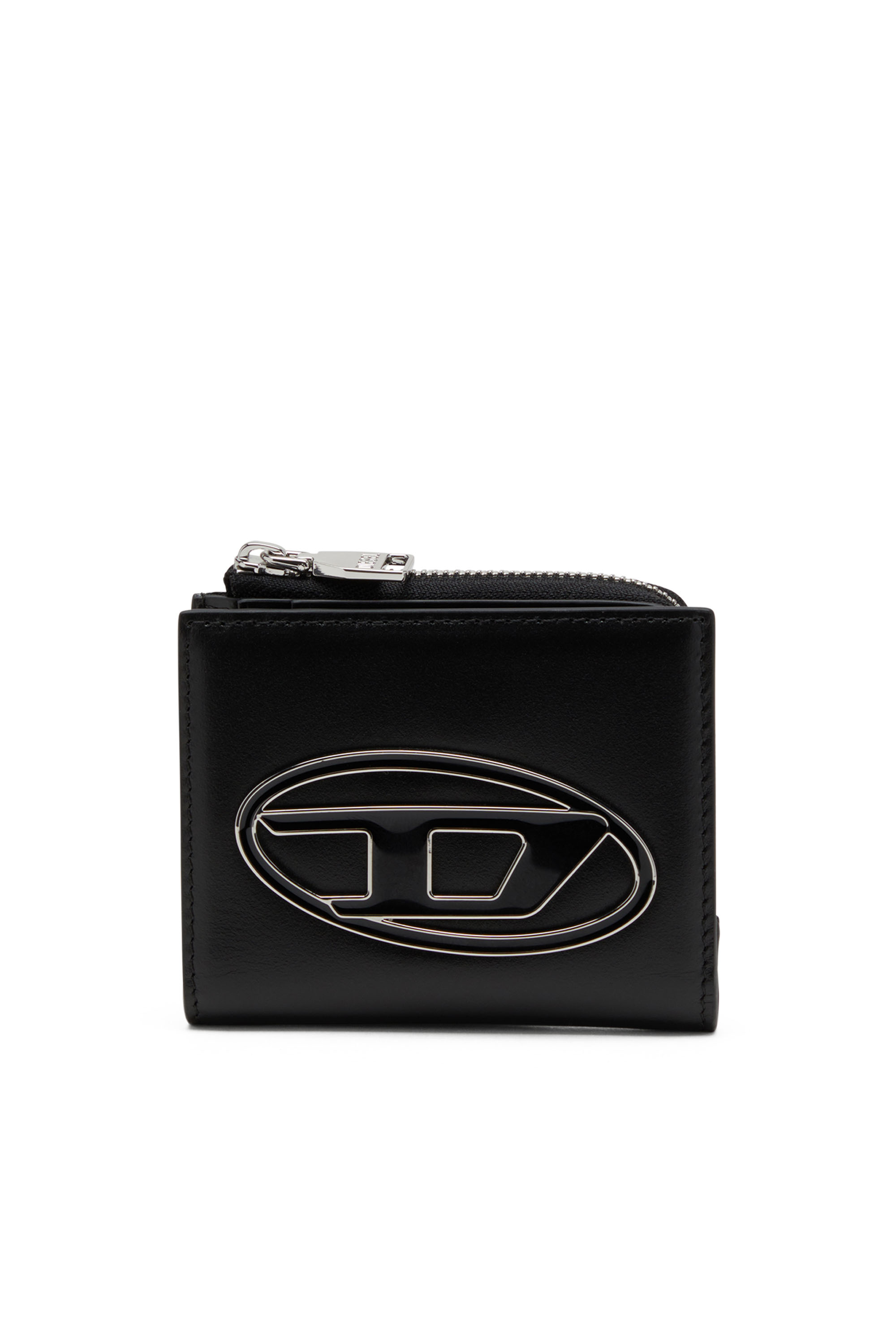 Diesel - 1DR CARD HOLDER ZIP L, Female's Bi-fold card holder in nappa leather in Black - 1