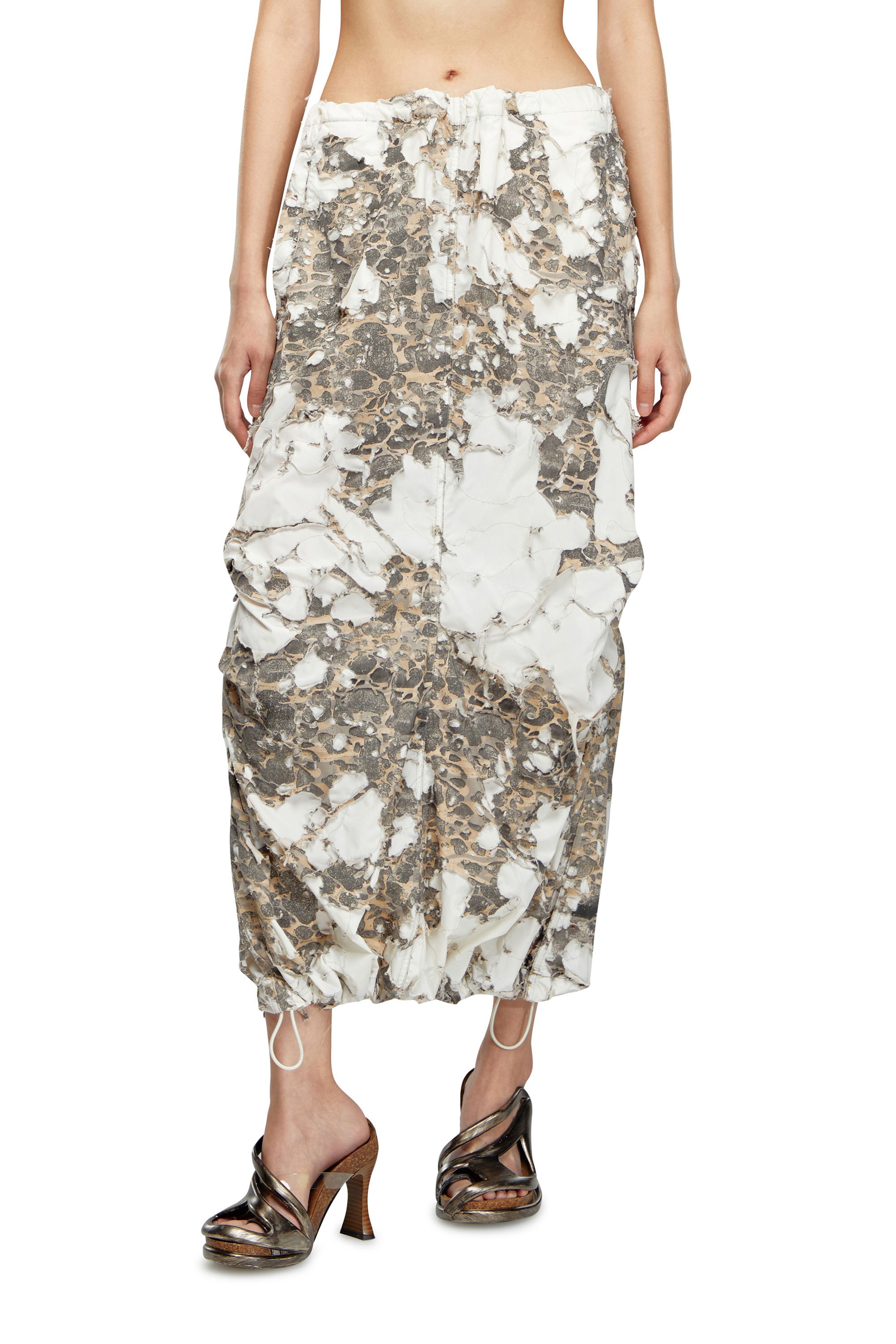 Diesel - O-HOCKYS, Female Long skirt with destroyed camo layer in White - Image 1
