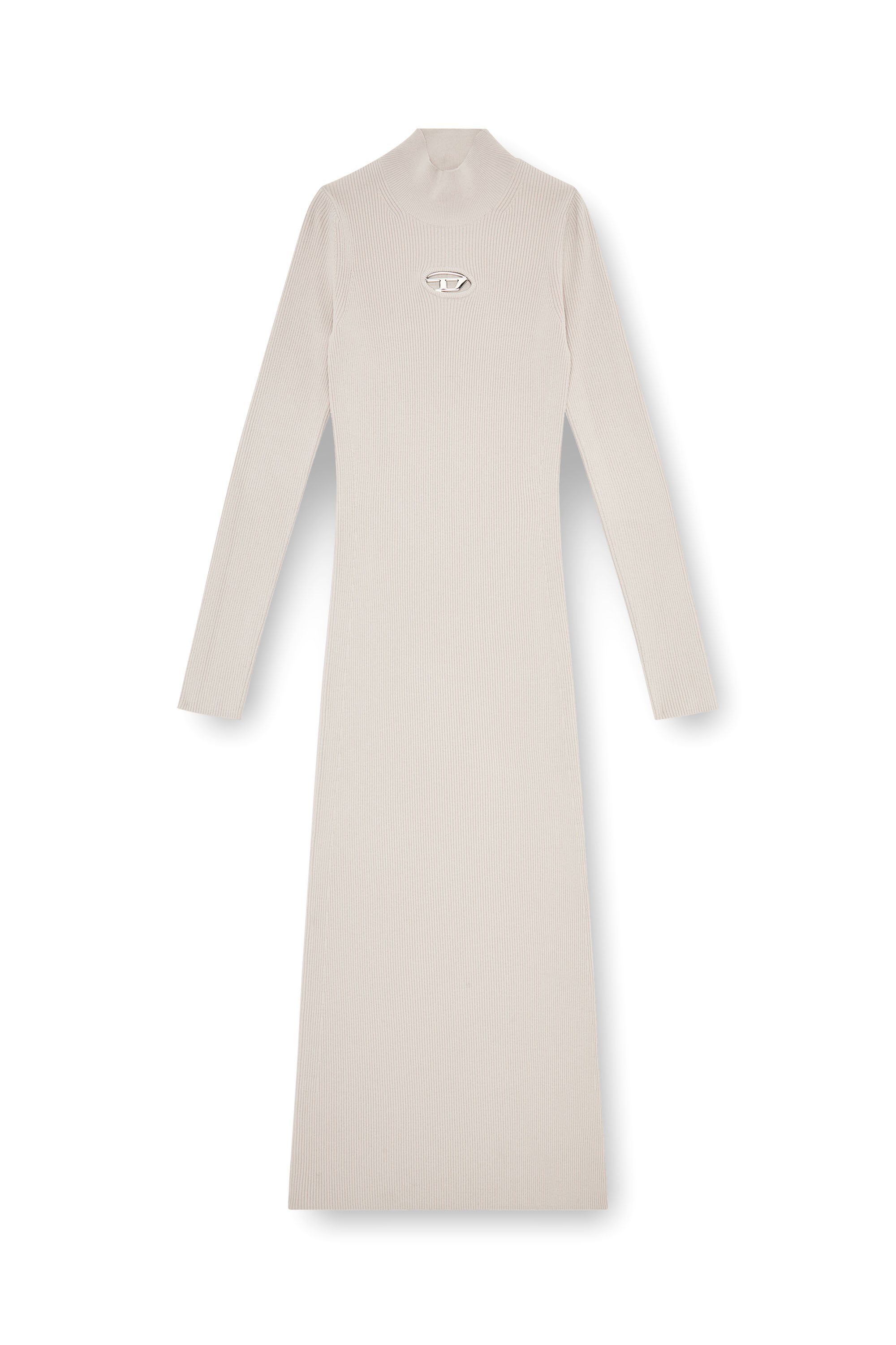 Diesel - M-ZARY-B, Female's Long dress in ribbed knit in Light Grey - 5