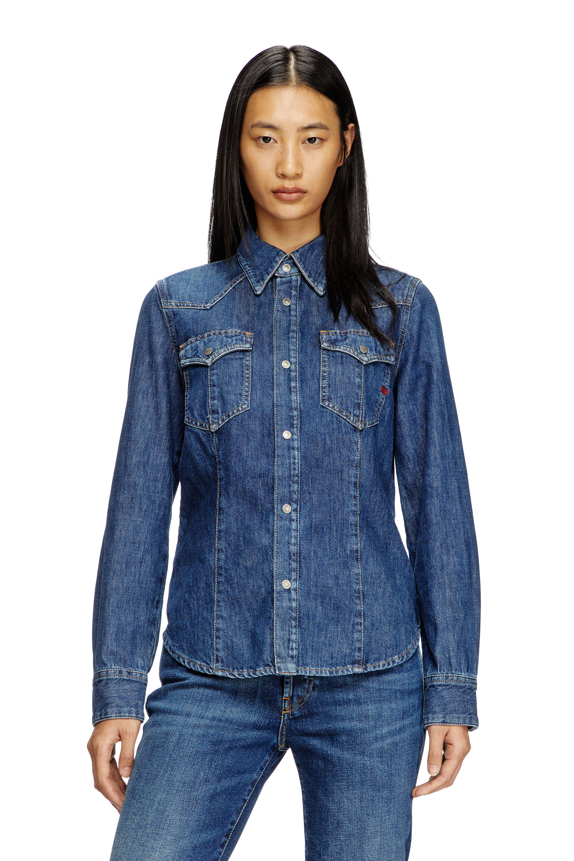Diesel - DE-WAVES, Chemise western en denim Femme in Bleu - 1