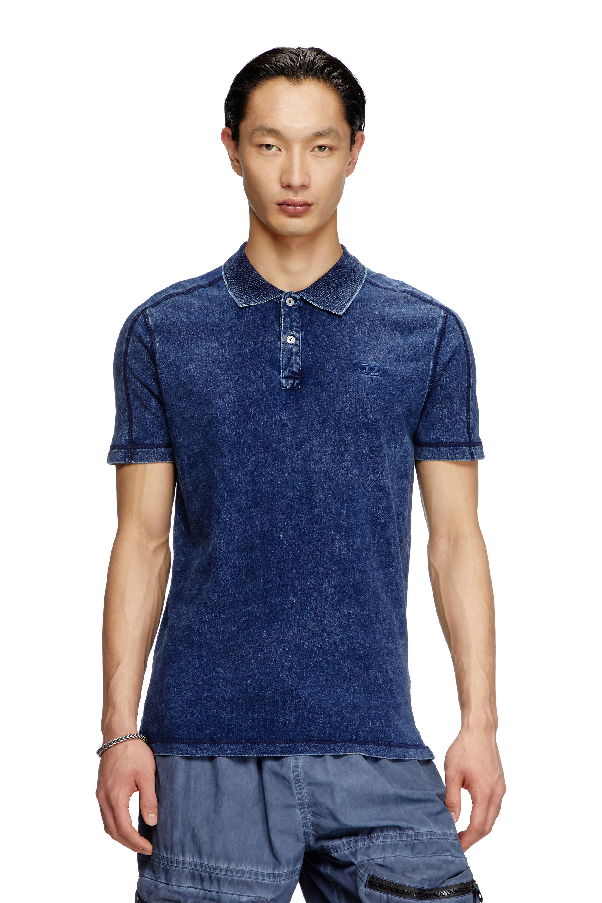 Diesel - T-SWIND-R1, Male's Denim-look polo shirt in Blue - 1