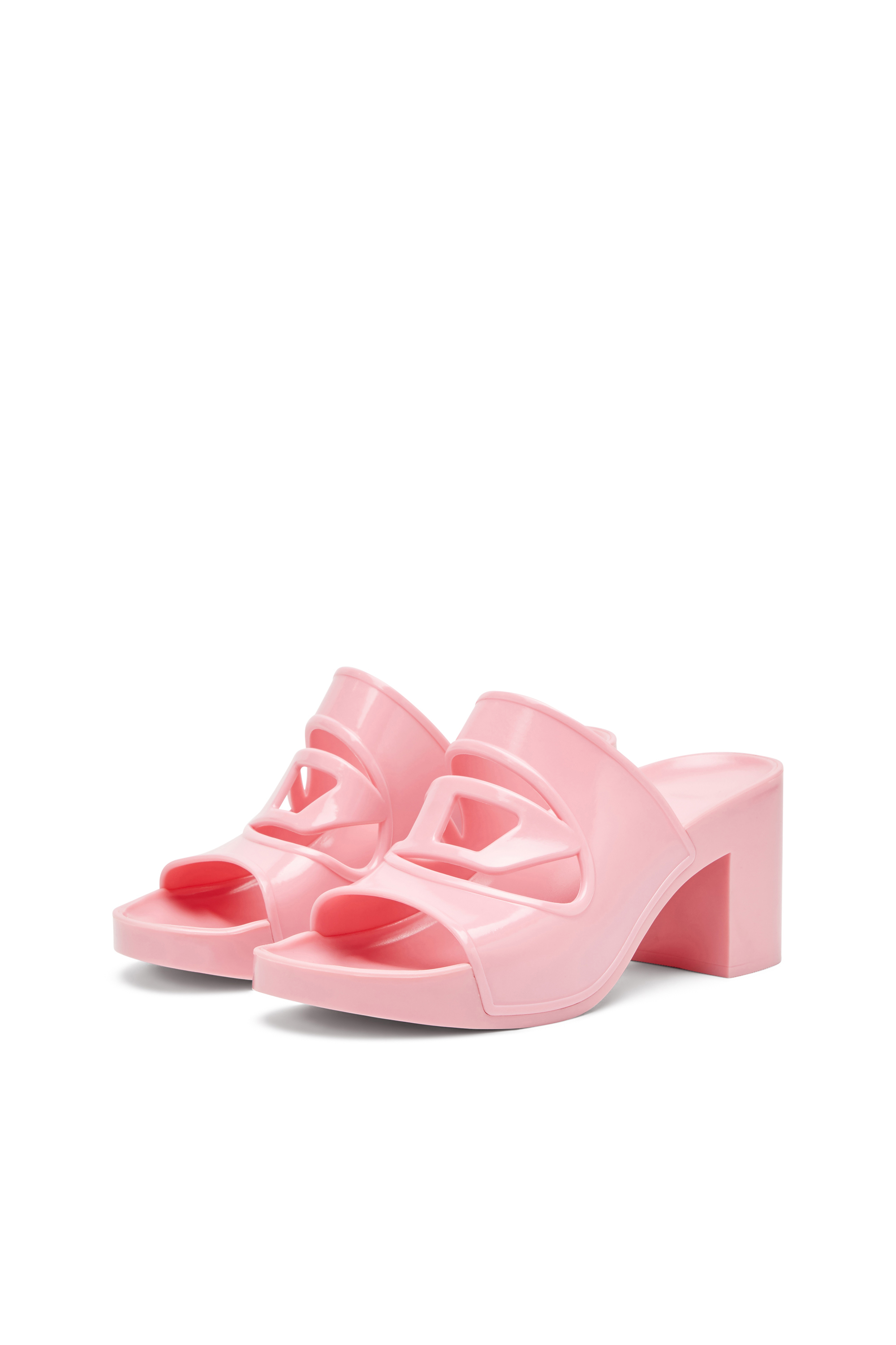 Diesel - SA-BONNIE, Female's Heeled rubber slides with cut-out logo in Pink - 8