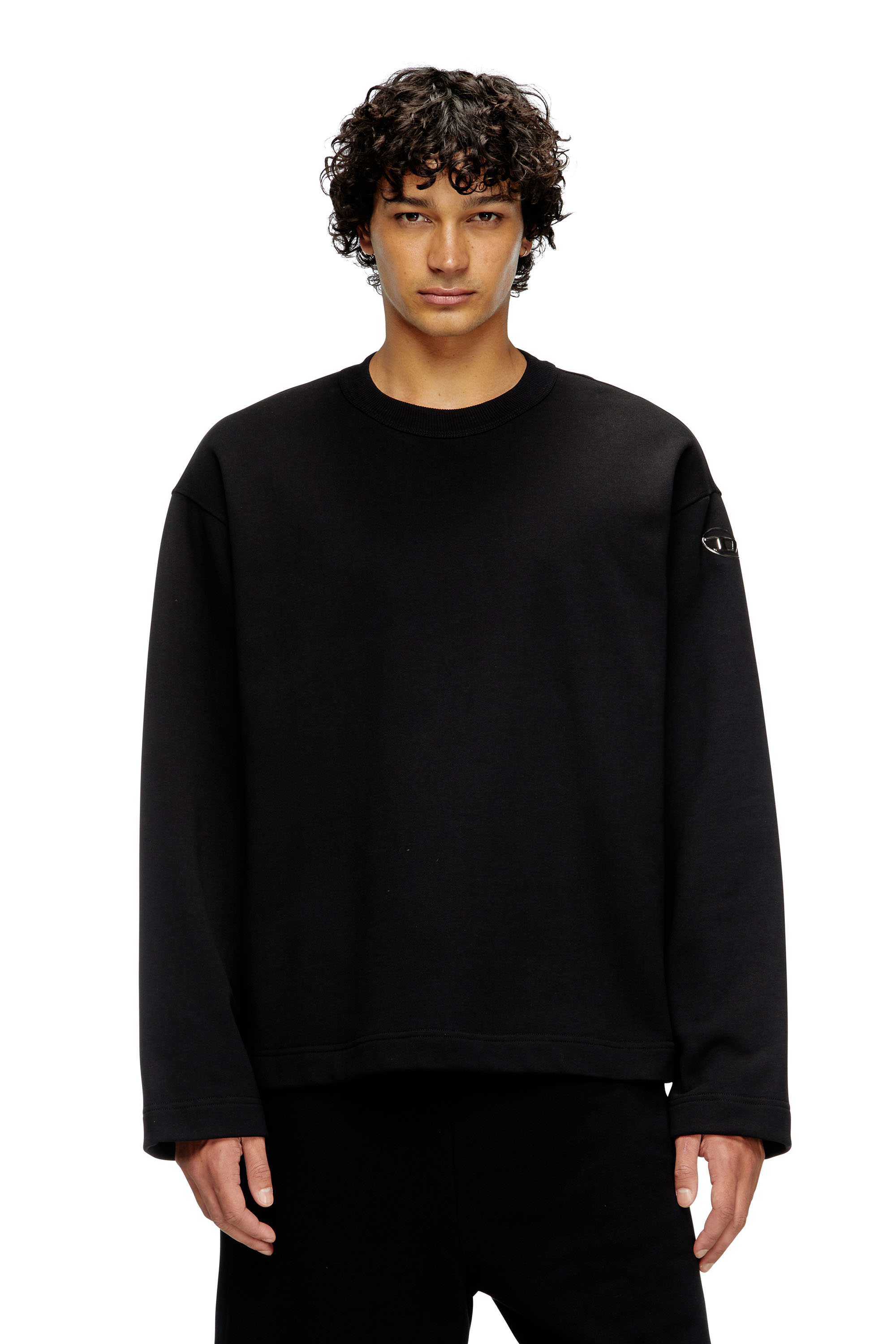 Diesel - S-MACSIS-OD, Sweat-shirt avec logo métallisé Homme in Noir - 1