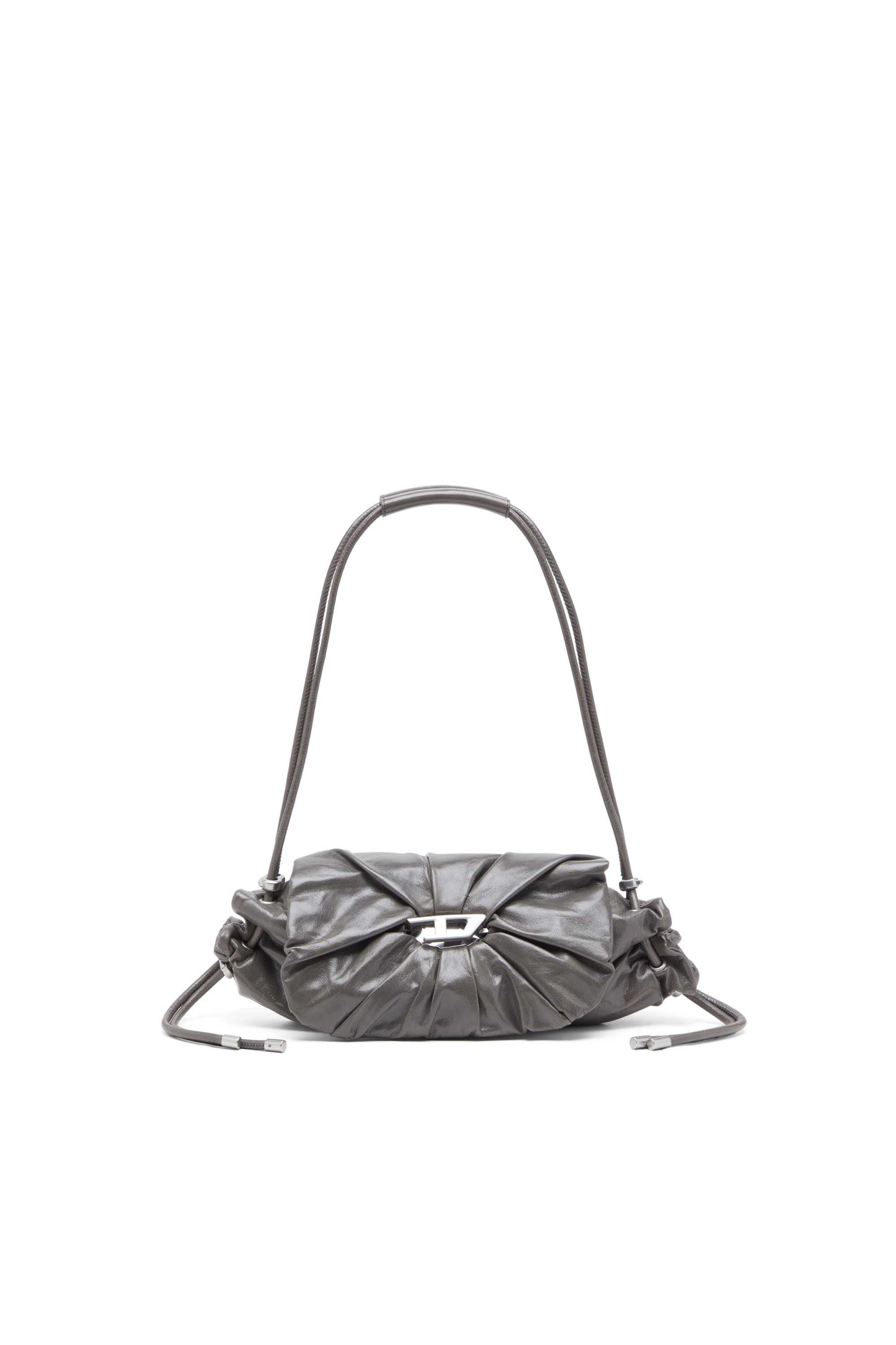 Diesel - SCRUNCH-D SHOULDER S, Female's Scrunch-D S-Shoulder bag in scrunched leather in Grey - 1