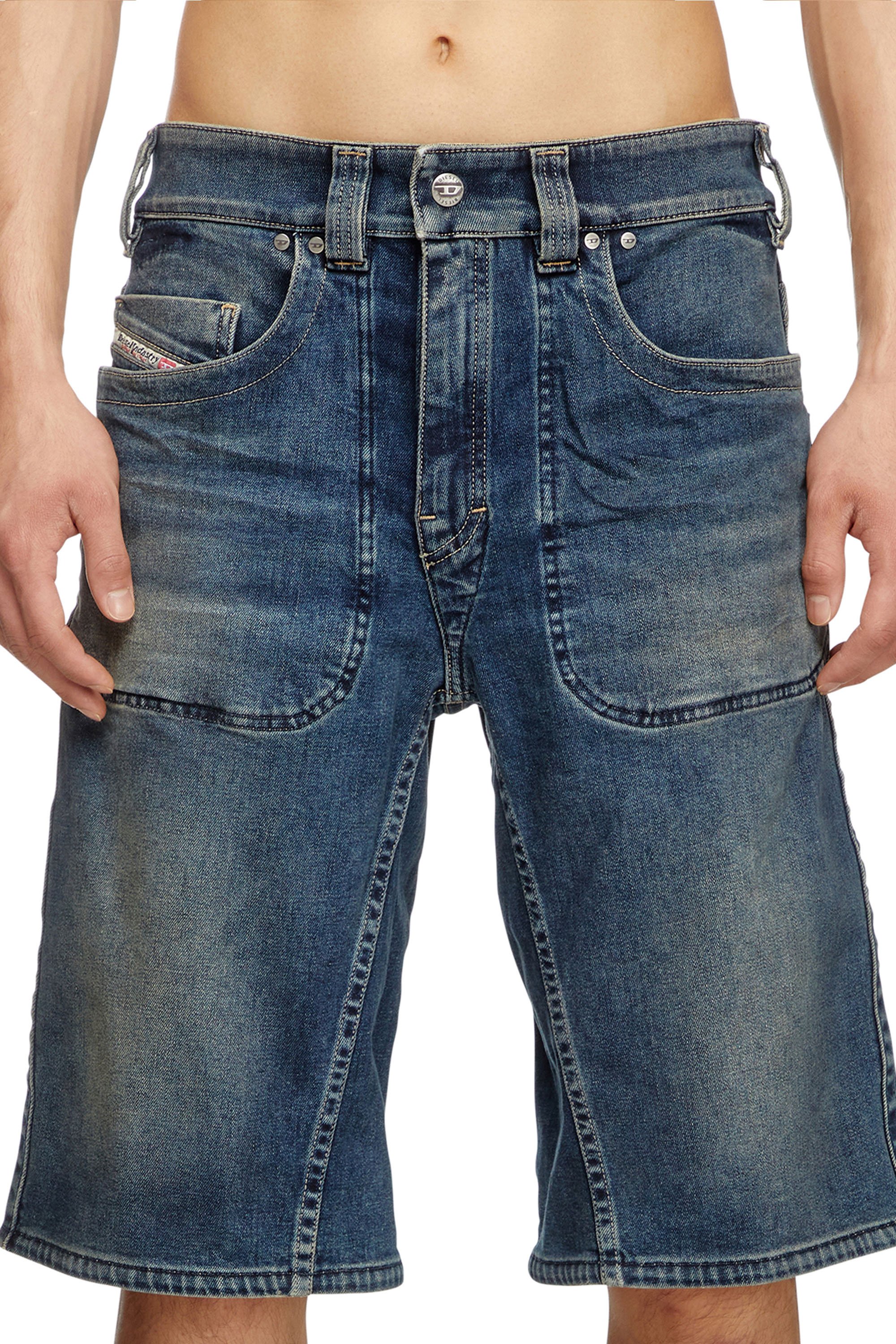 Diesel - D-MACRO-RE SHORT, Male's Bermuda shorts in Rehab denim in Dark Blue - 4