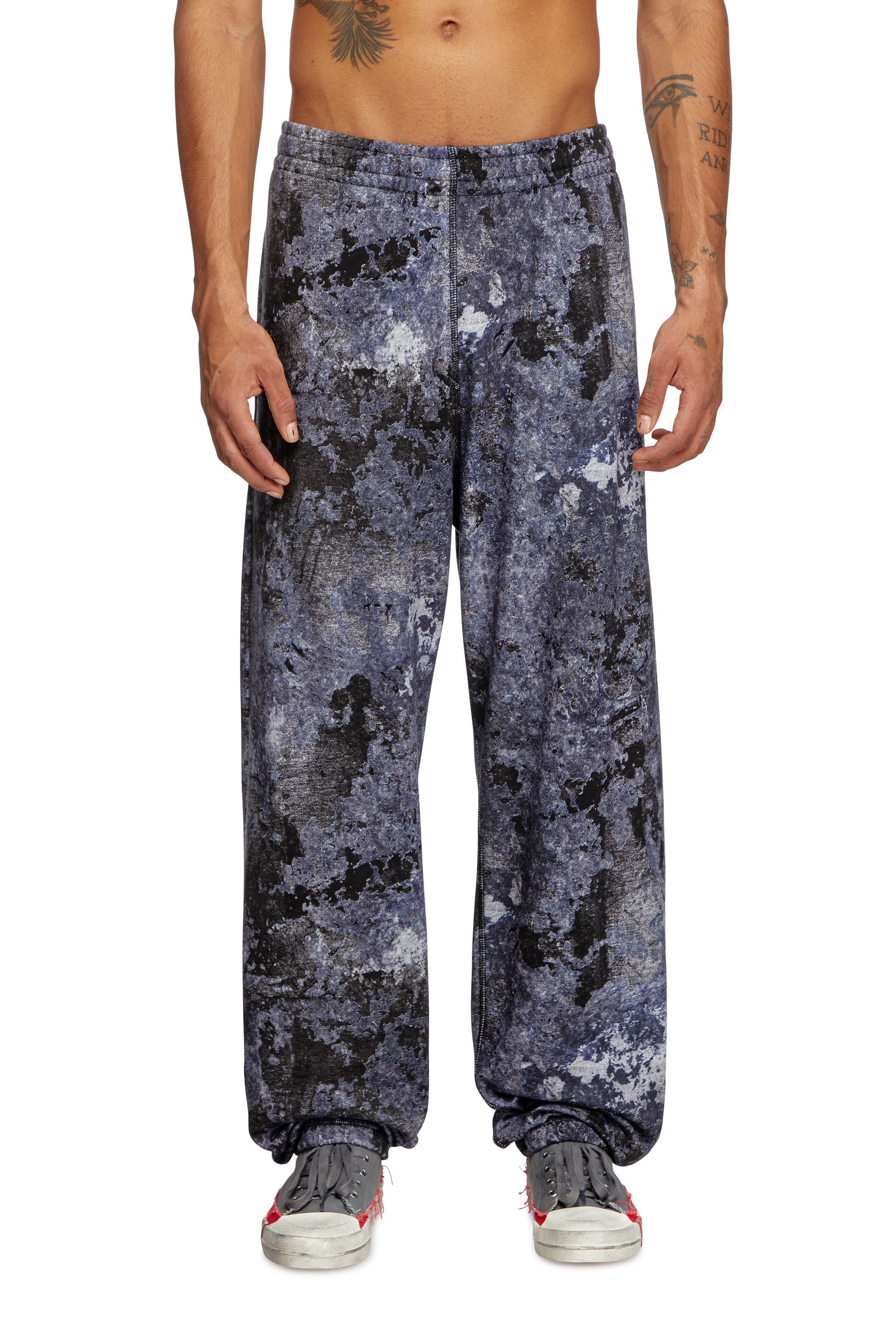 Diesel - P-MARKY-R2, Male's Sweatpants with marble wash treatment in Blue - 1