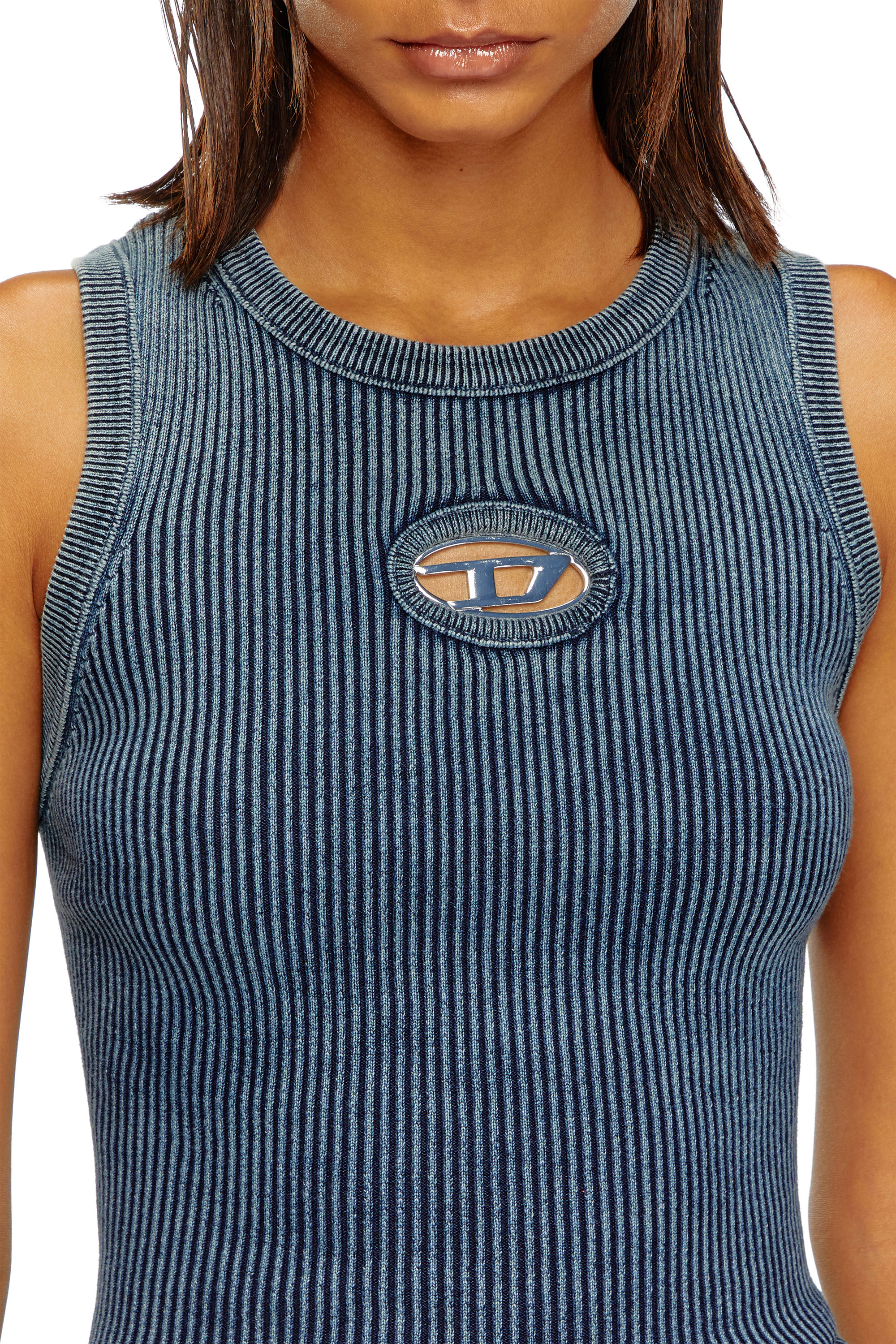 Diesel - M-ANCHOR-A-SL, Female's Rib-knit tank top with Oval D in Dark Blue - 4