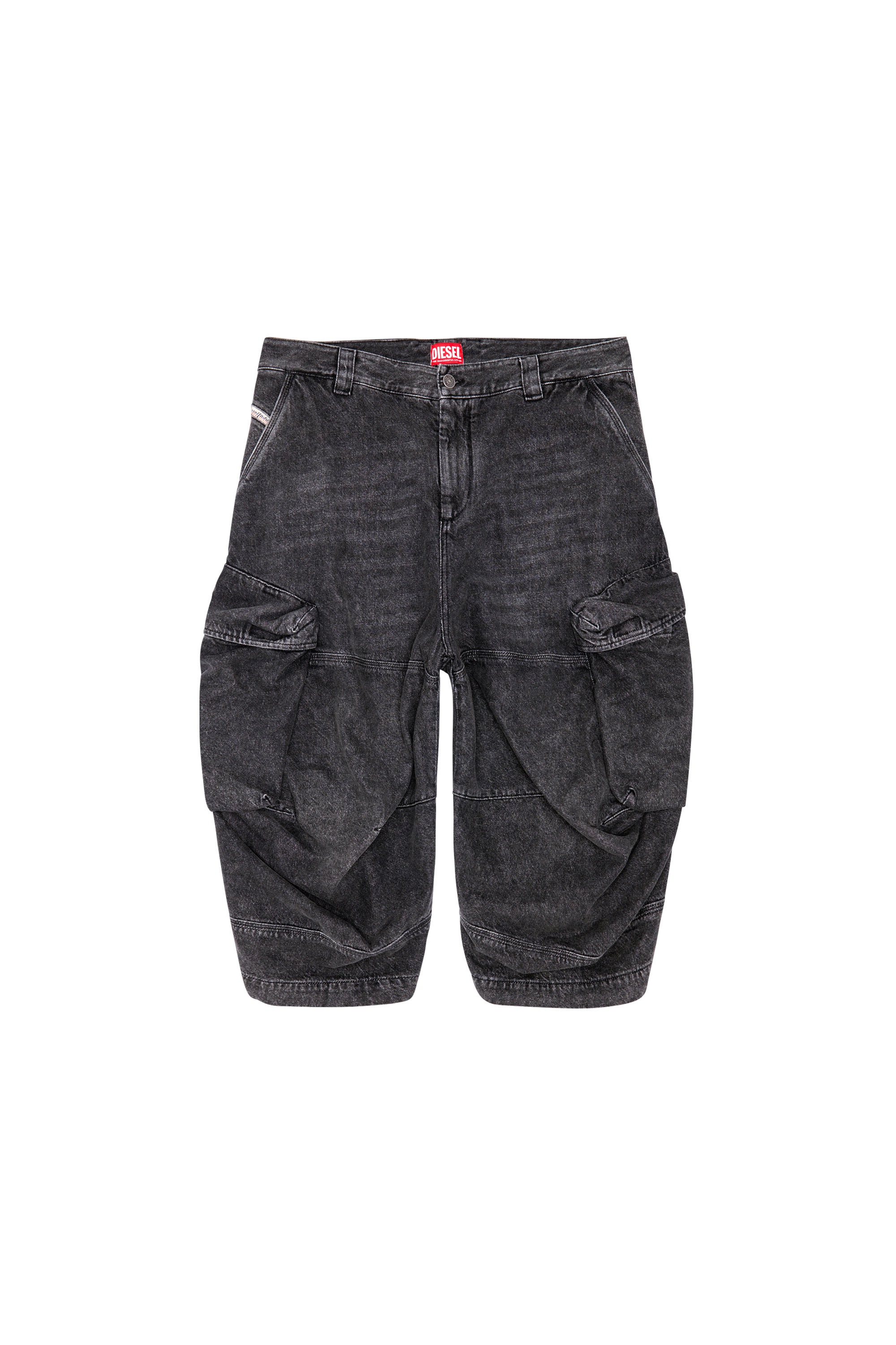 Diesel - D-ARNE-SHORT-S, Male's Long shorts in denim with cargo pockets in Black - 5