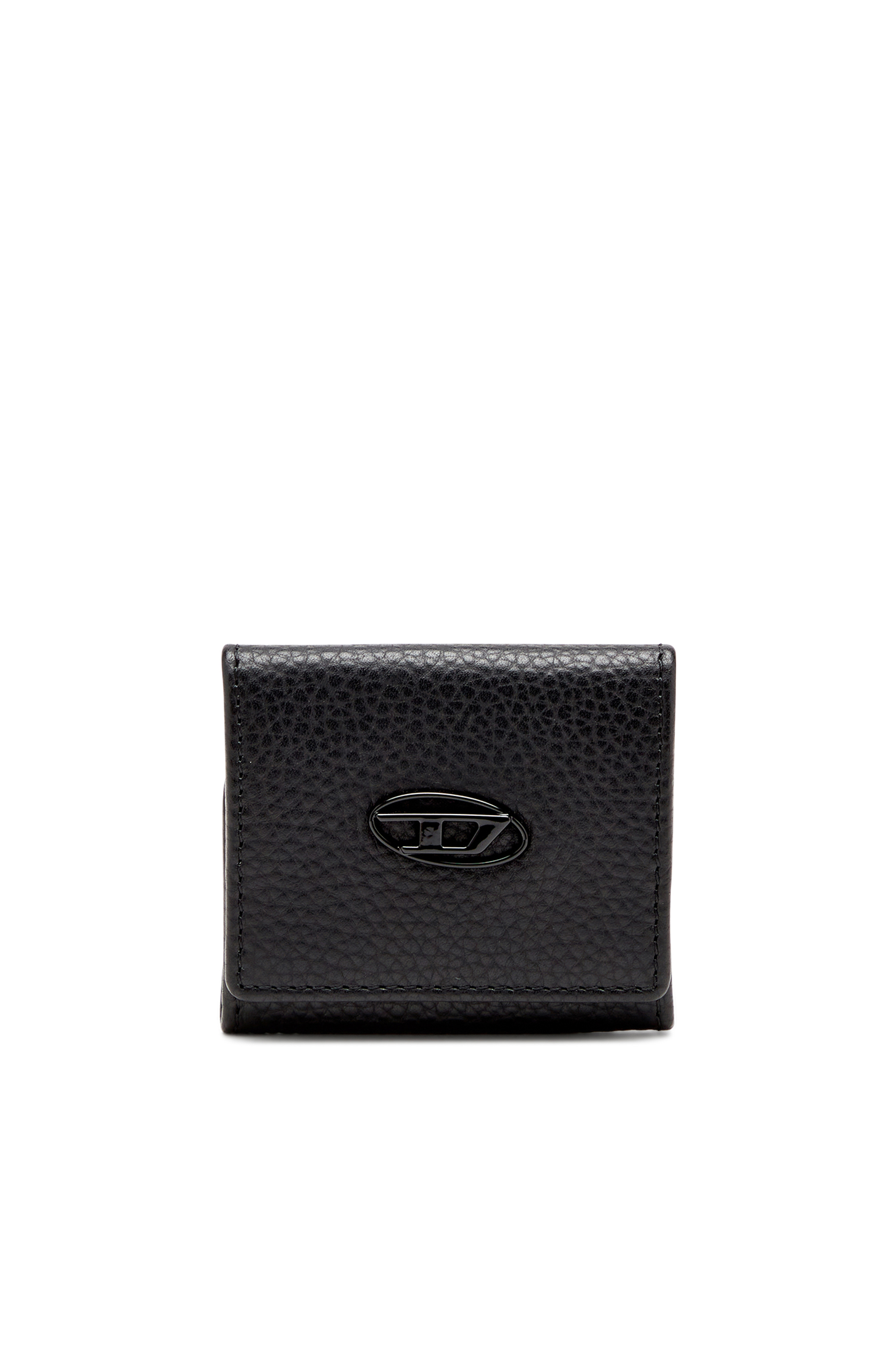 Diesel - HISSU EVO COIN CASE, Porte-monnaie en cuir grainé Homme in Noir - 1