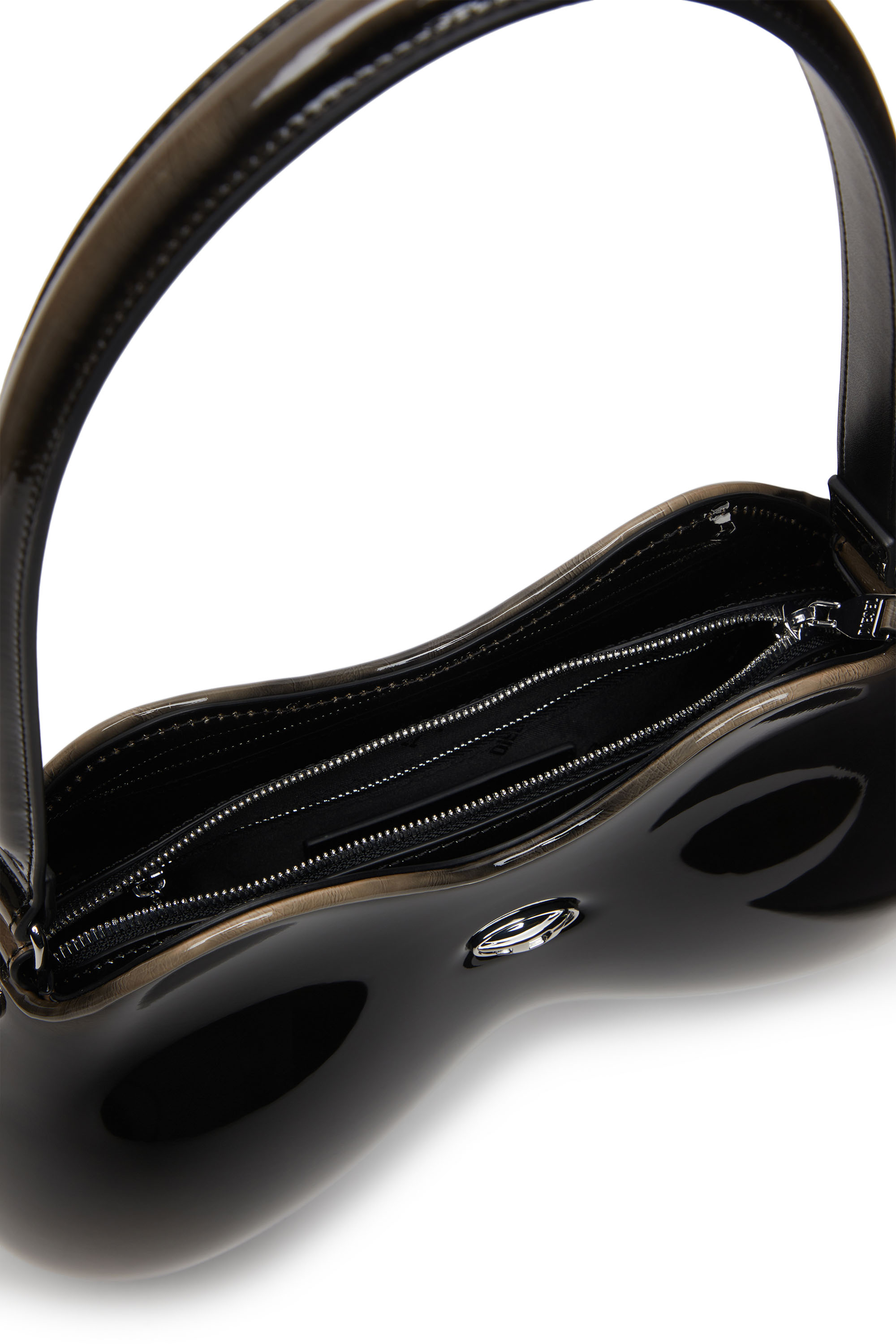 Diesel - DOUBLE-D SHOULDER, Female's Rigid shoulder bag in dégradé glossy PU in Black/Bronze - 4