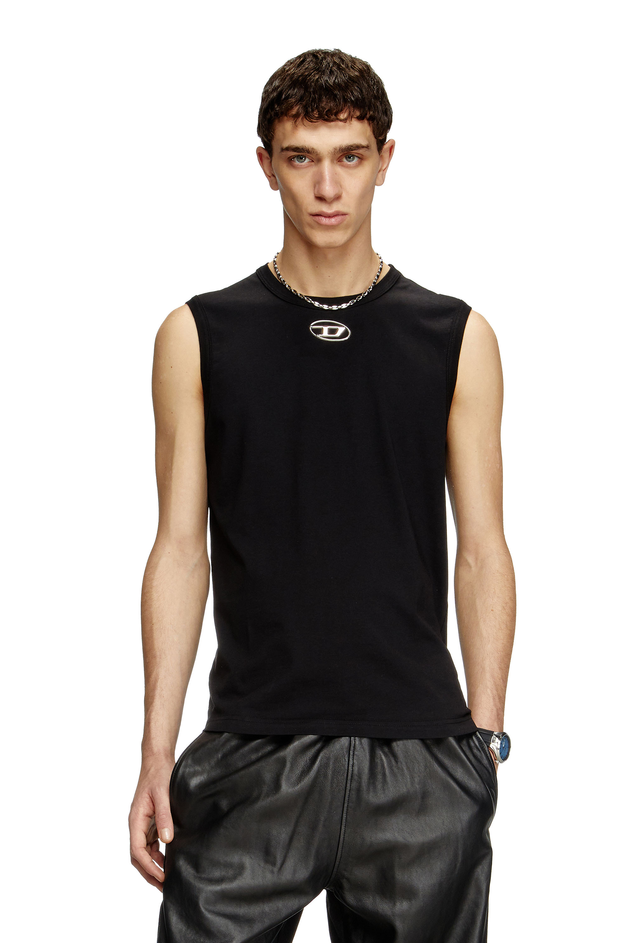 Diesel - T-BISCO-OD, Male's Tank top with metallic Oval D in Black - 1