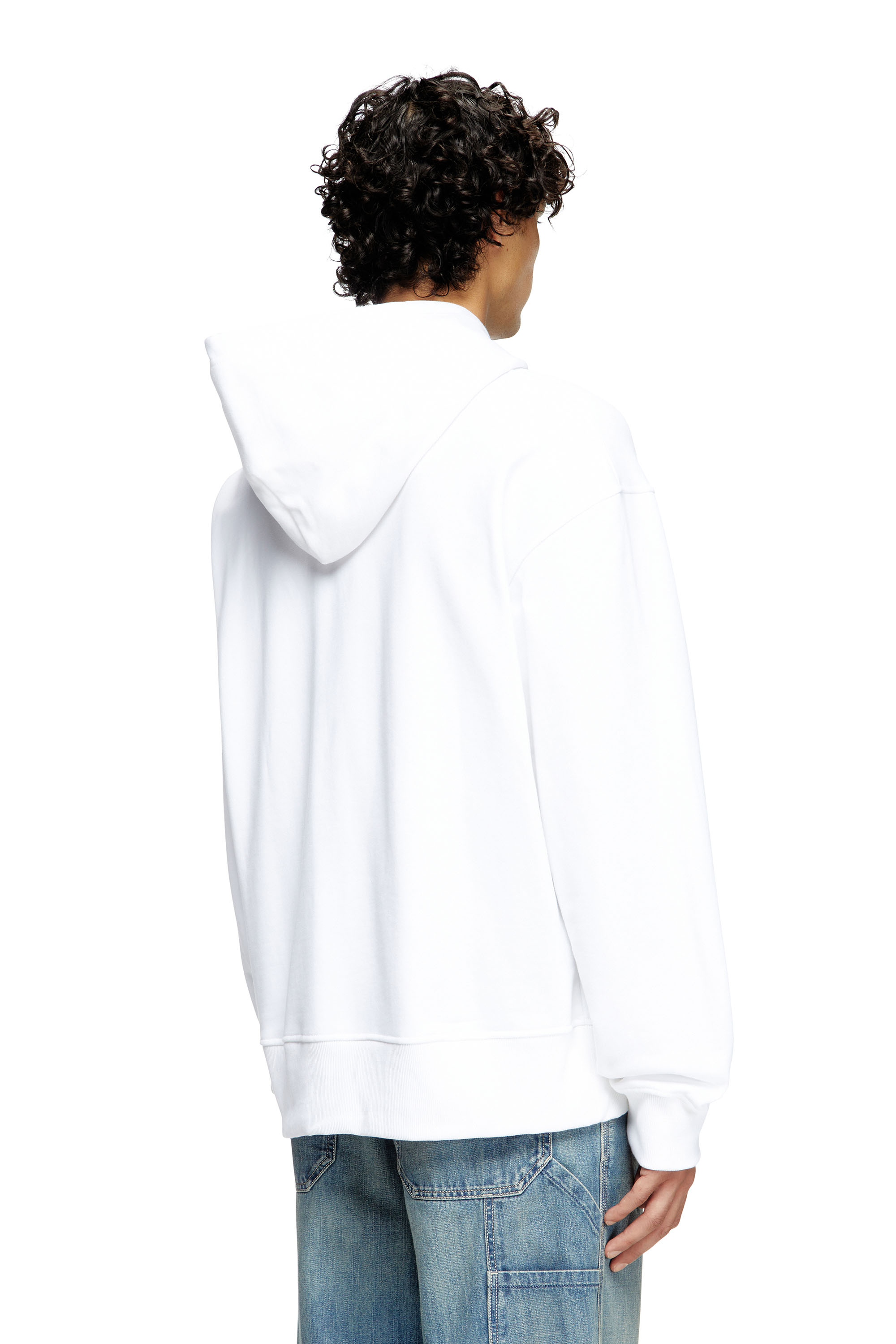 Diesel - S-MACS-HOOD-OD, Sweat-shirt à capuche oversize avec logo métallisé Homme in Blanc - 3