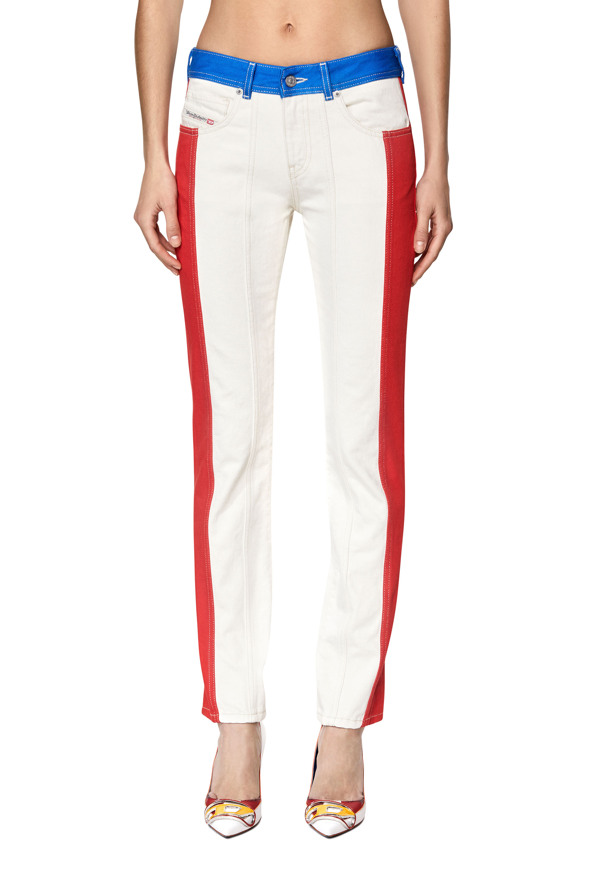 2002 0EIAR Straight Jeans, White/Red