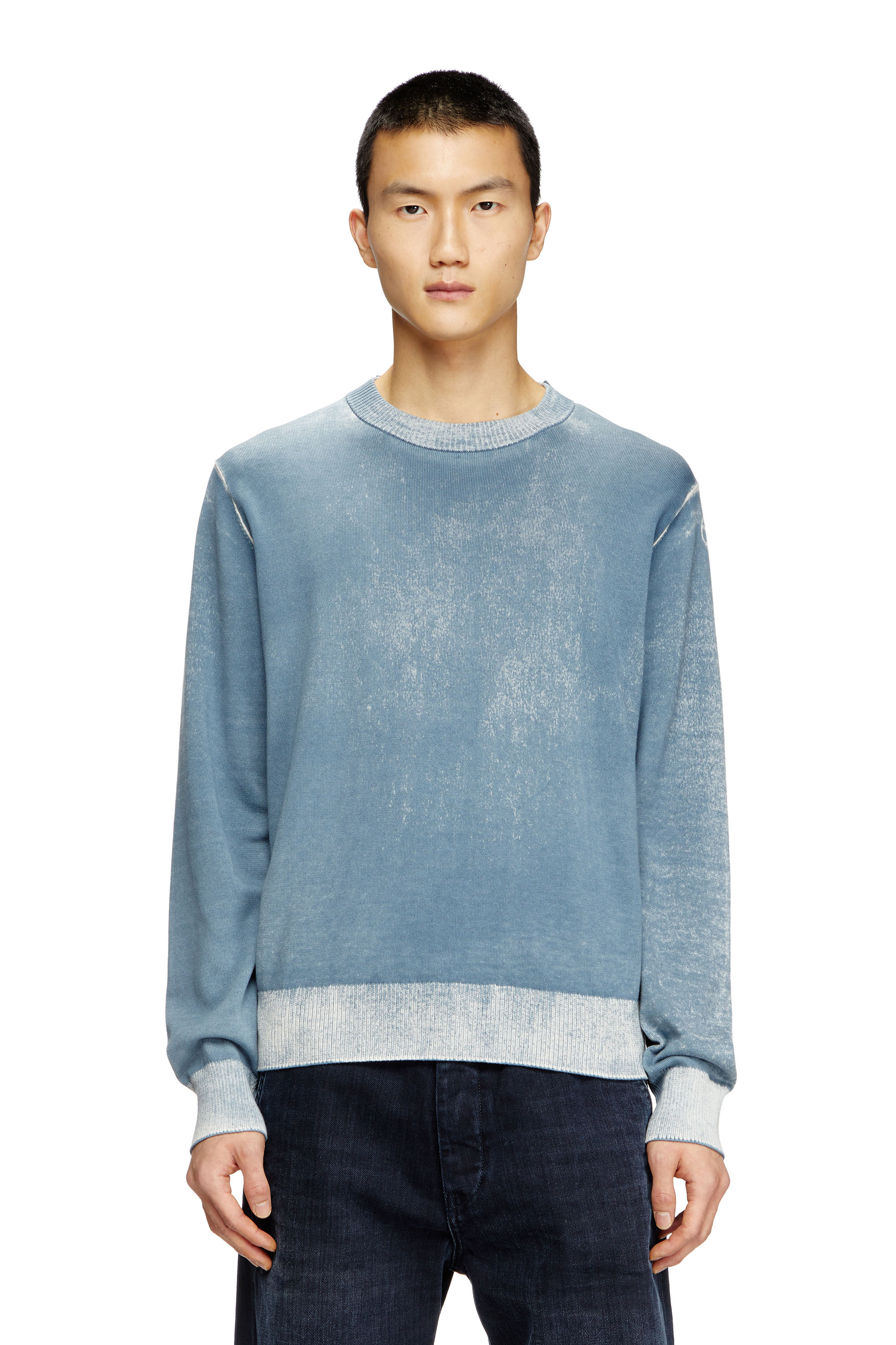 Diesel - K-LARENCE-B, Male's Reverse-print cotton jumper in Light Blue - 1