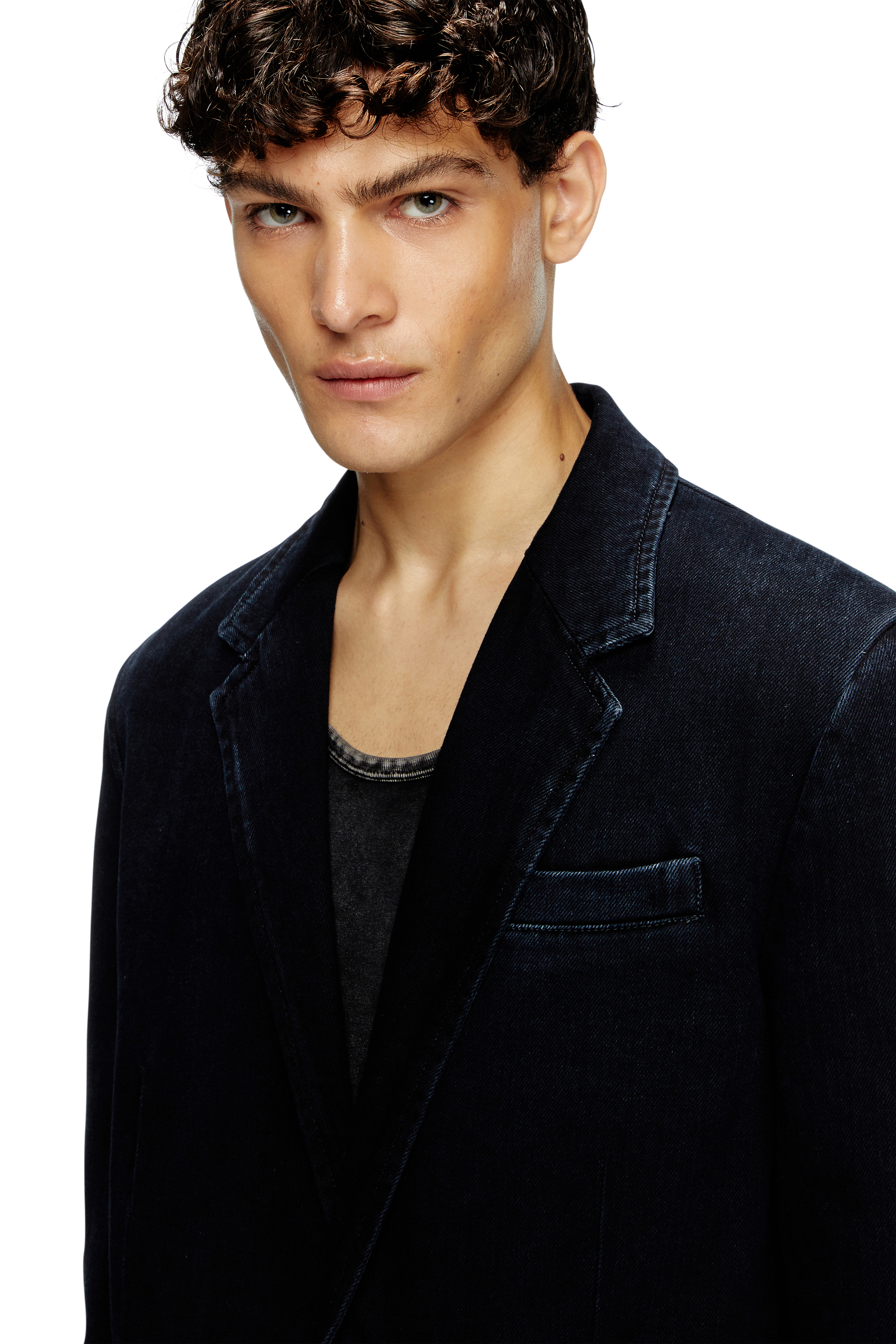 Diesel - D-REGER-D, Blazer en denim strié Mixte in Bleu - 4