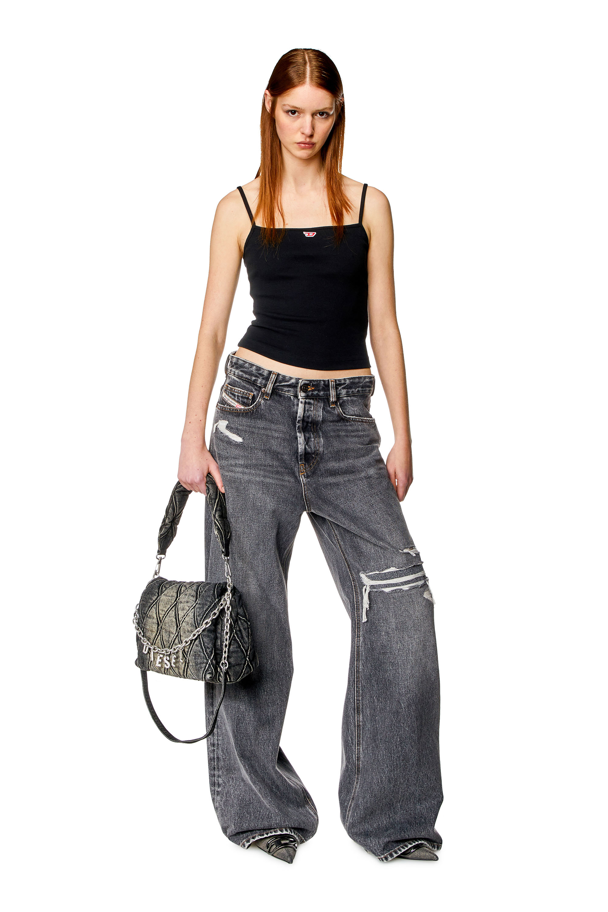 Diesel - Femme Straight Jeans 1996 D-Sire 007F6, Noir/Gris foncé - Image 1