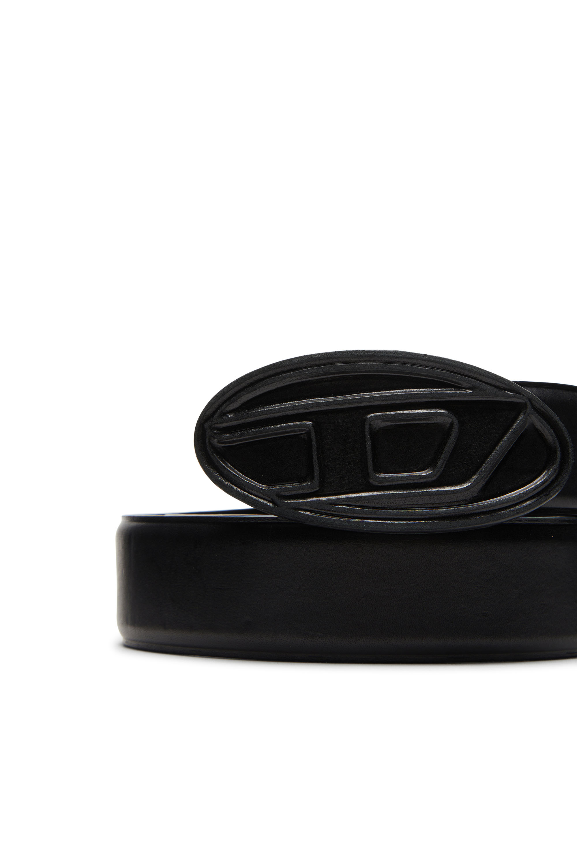Diesel - B-1DR SCRATCH, Male Leather belt with leather-covered buckle in Black - Image 3