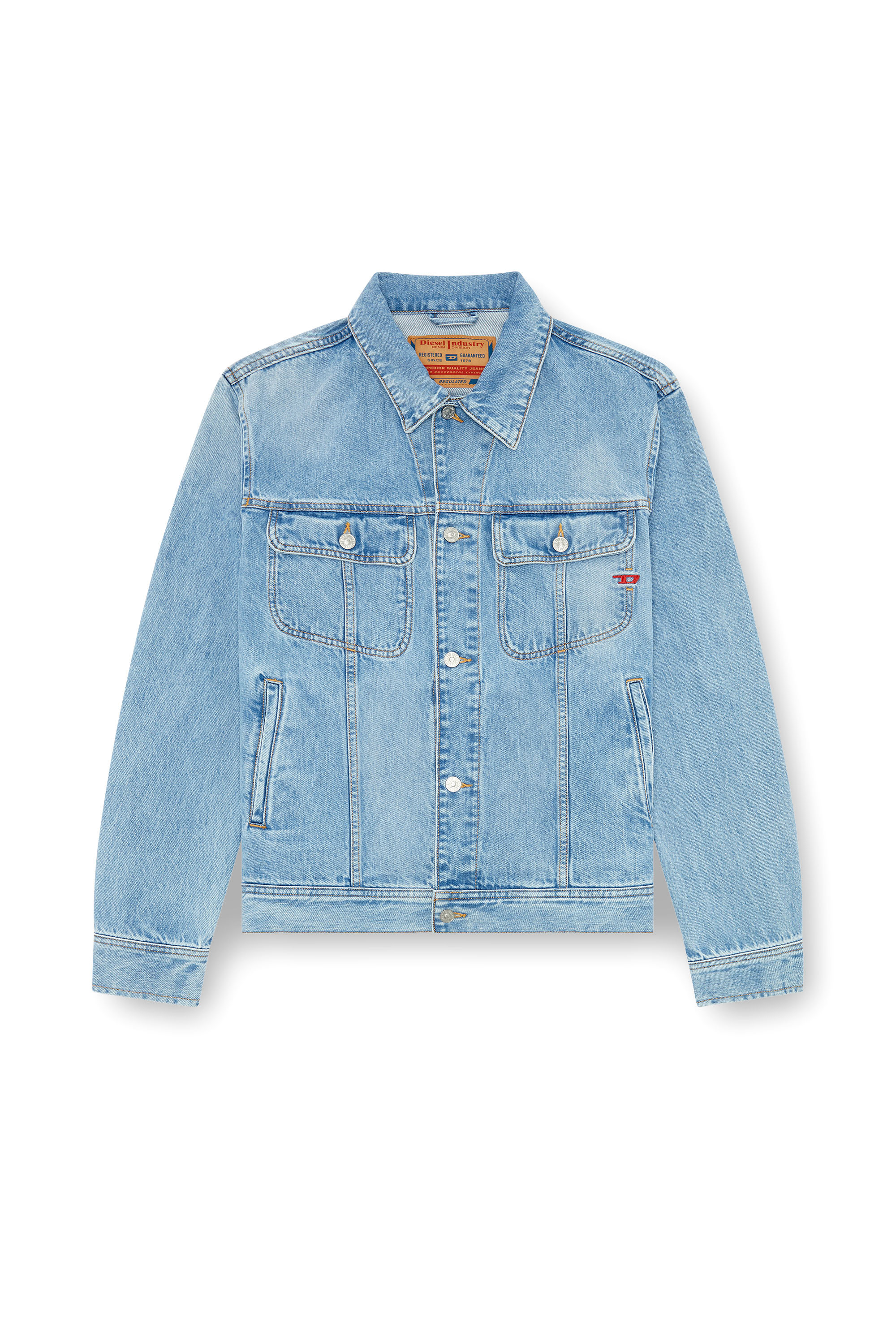 Diesel - D-BARCY, Male's Regular-fit trucker jacket in Light Blue - 6