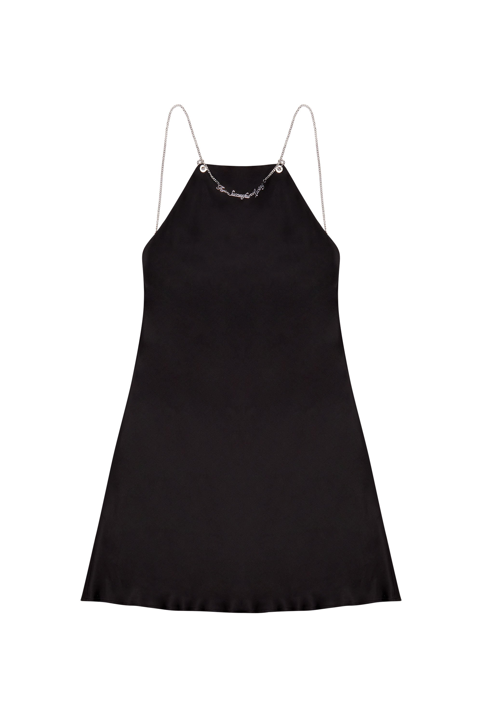 Diesel - D-ELIZ-MINI, Female Satin mini dress with chain straps in Black - Image 4