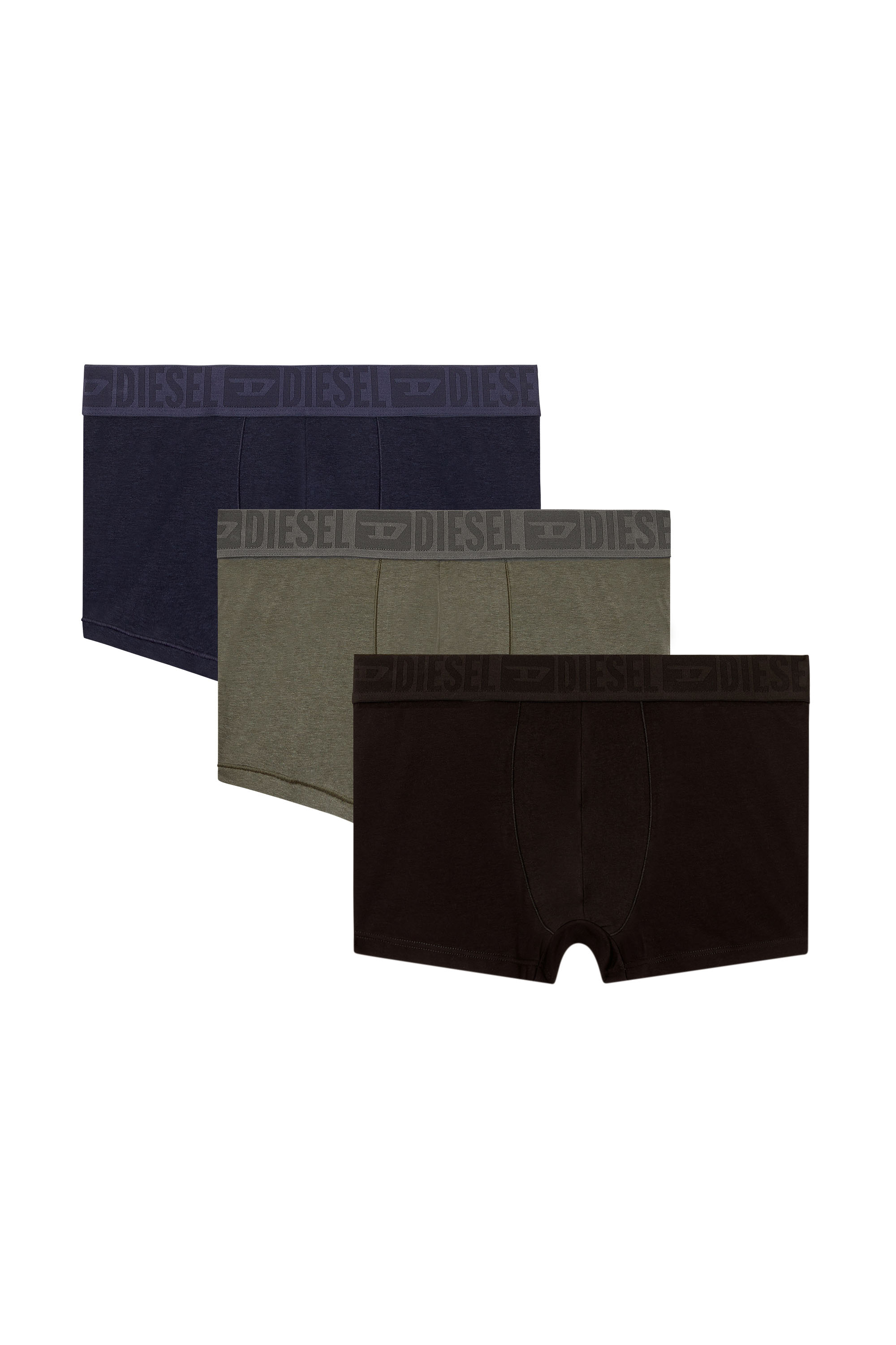 Diesel - BENJAMIN-D-MONO-3PACK, Male's Three-pack plain boxer briefs in Green/Black - 1