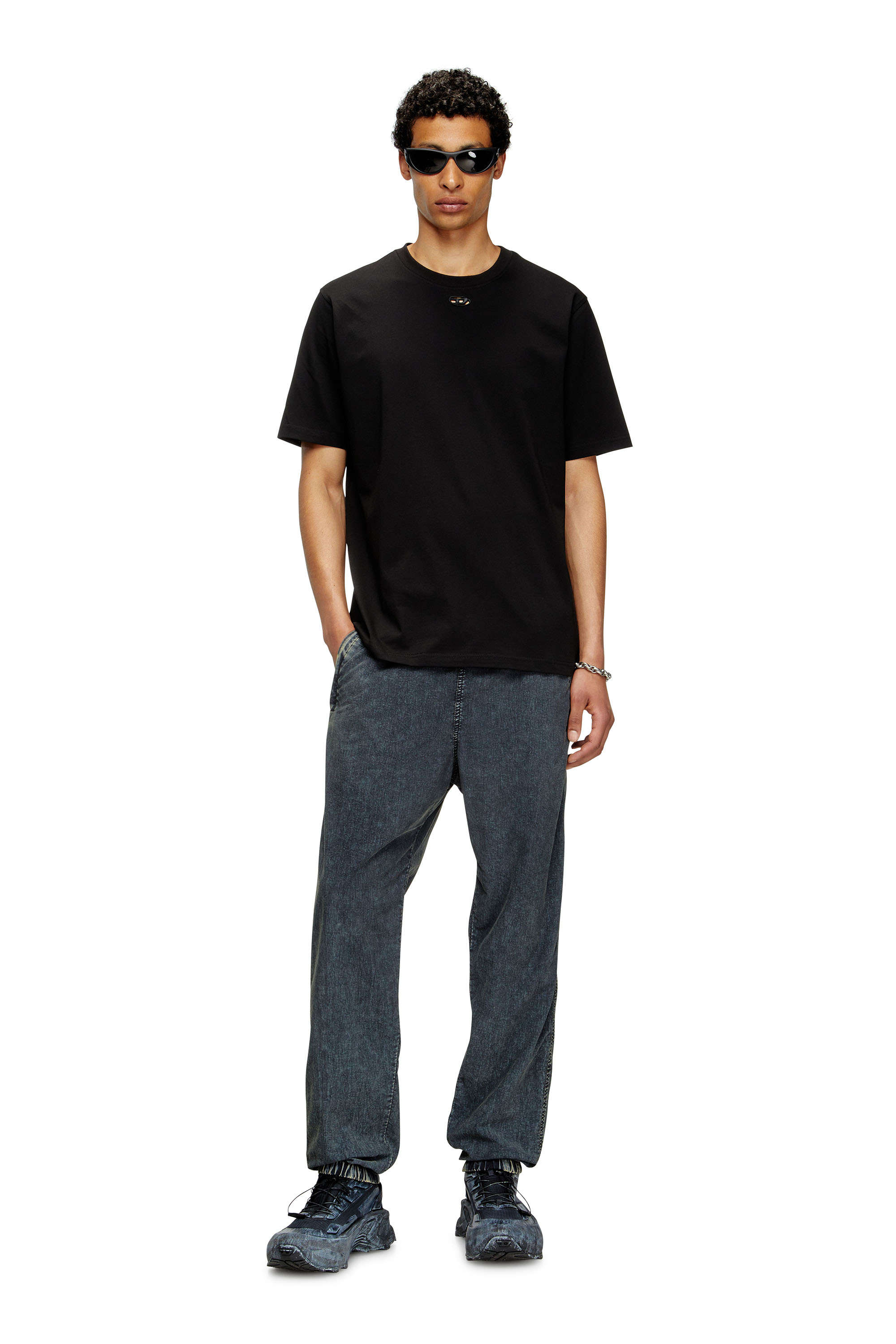 Diesel - T-ADJUST-MAREY, Male's T-shirt with cut-out Oval D in Black - 2