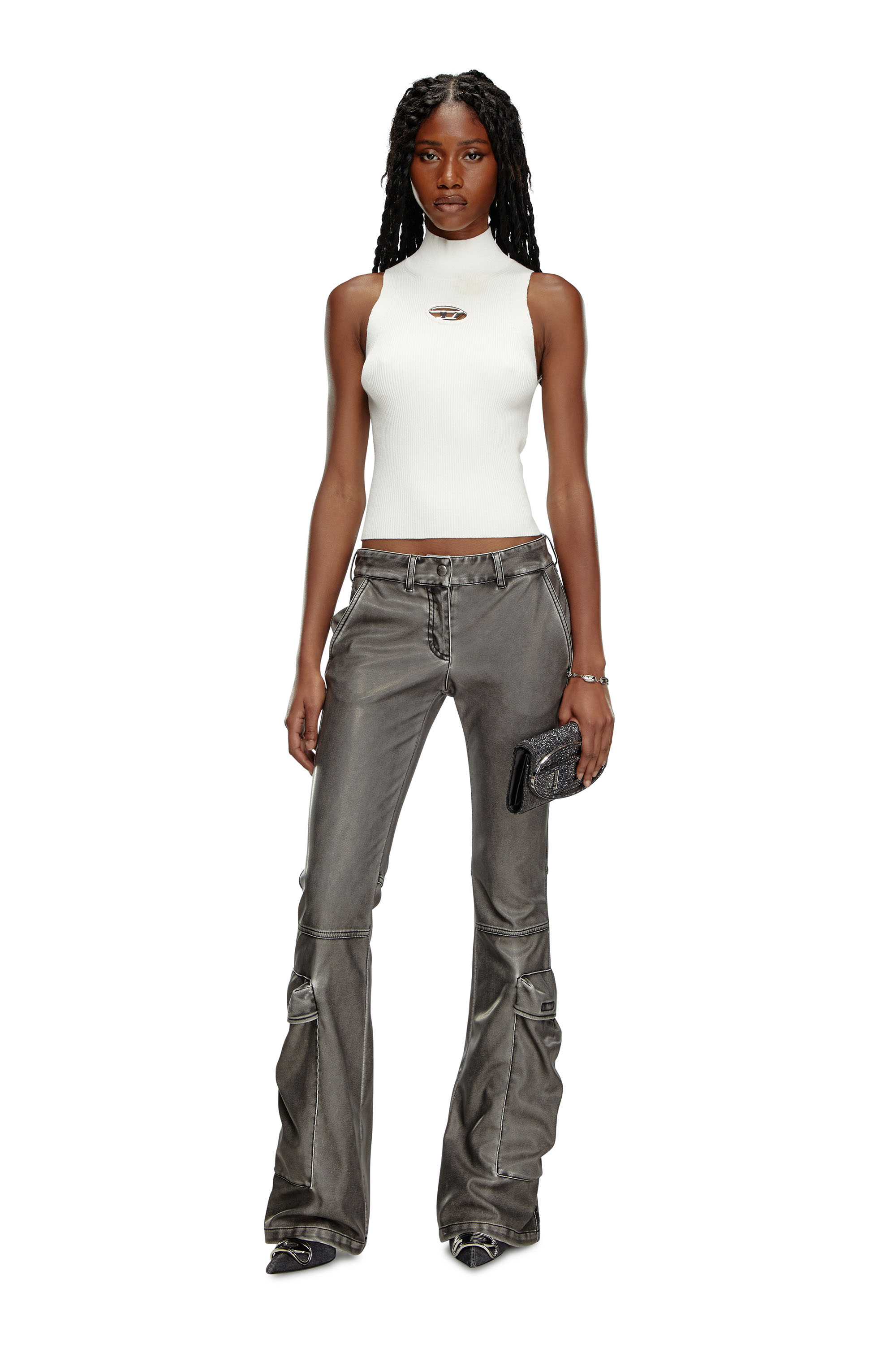 Diesel - M-ONERVAX-TOP, Female Ribbed-knit turtleneck top in White - Image 2