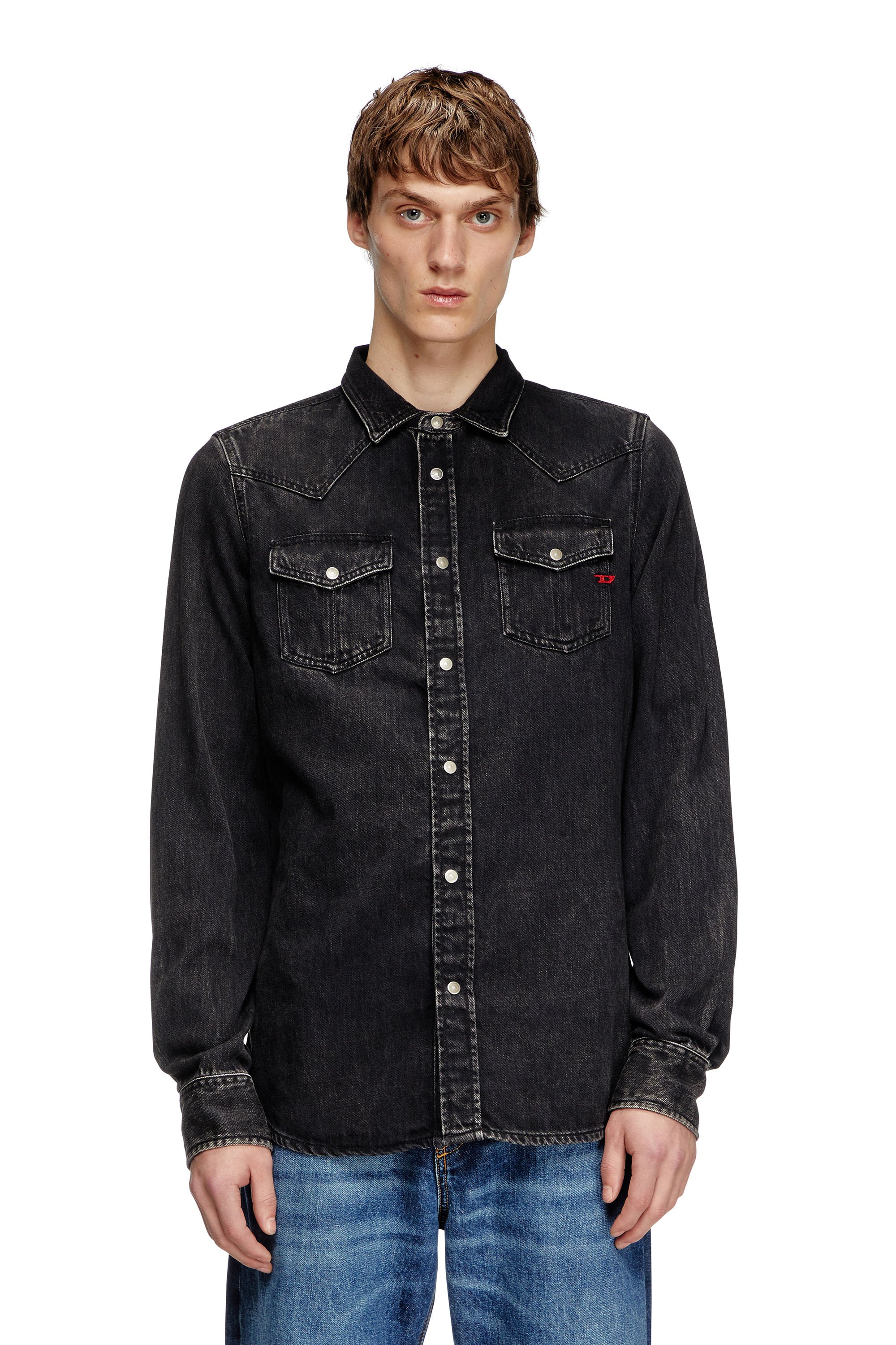 Diesel - D-VEGA, Surchemise en denim Tencel Homme in Noir - 1