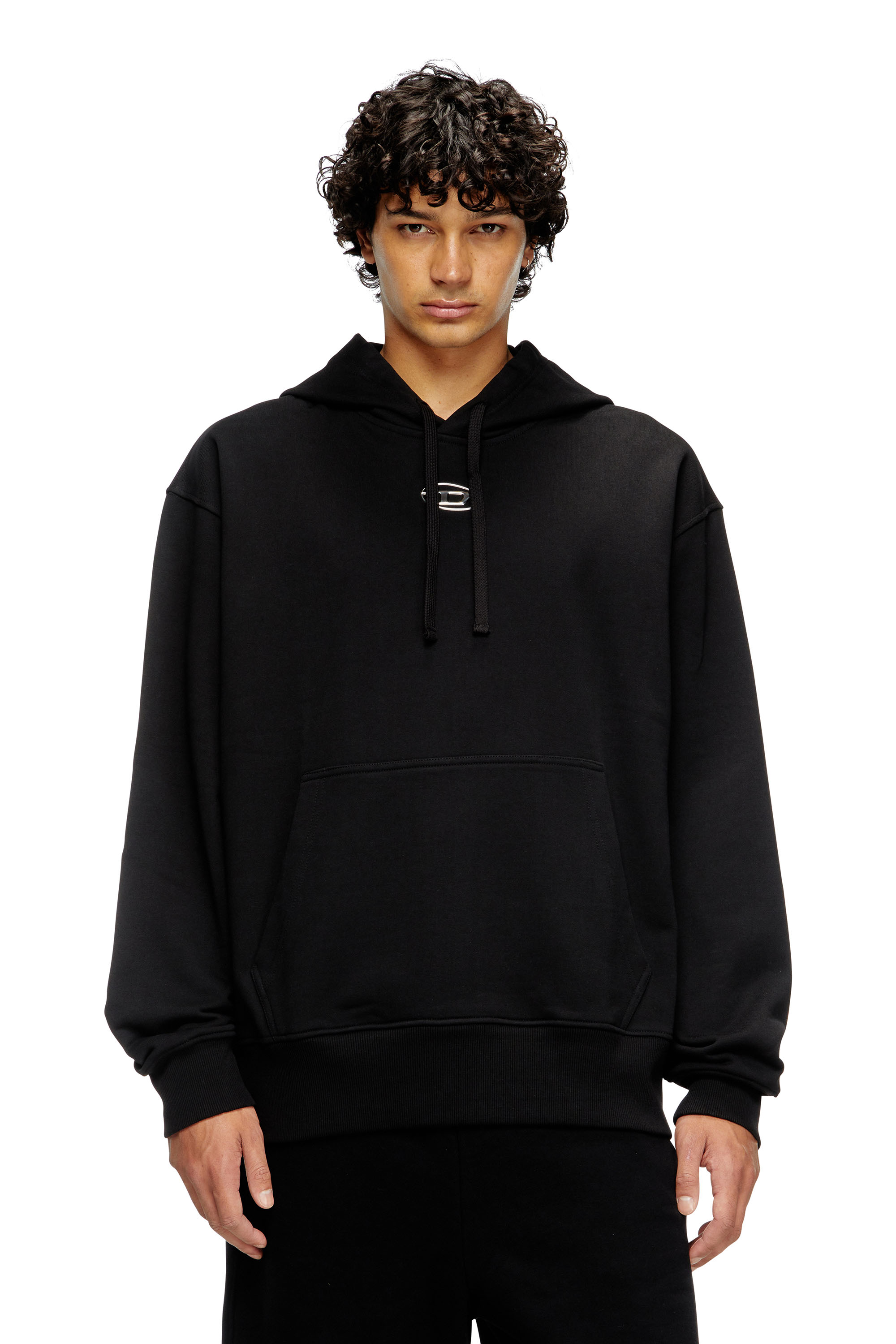 Diesel - S-MACS-HOOD-OD, Male's Hoodie with metallic logo in Black - 1