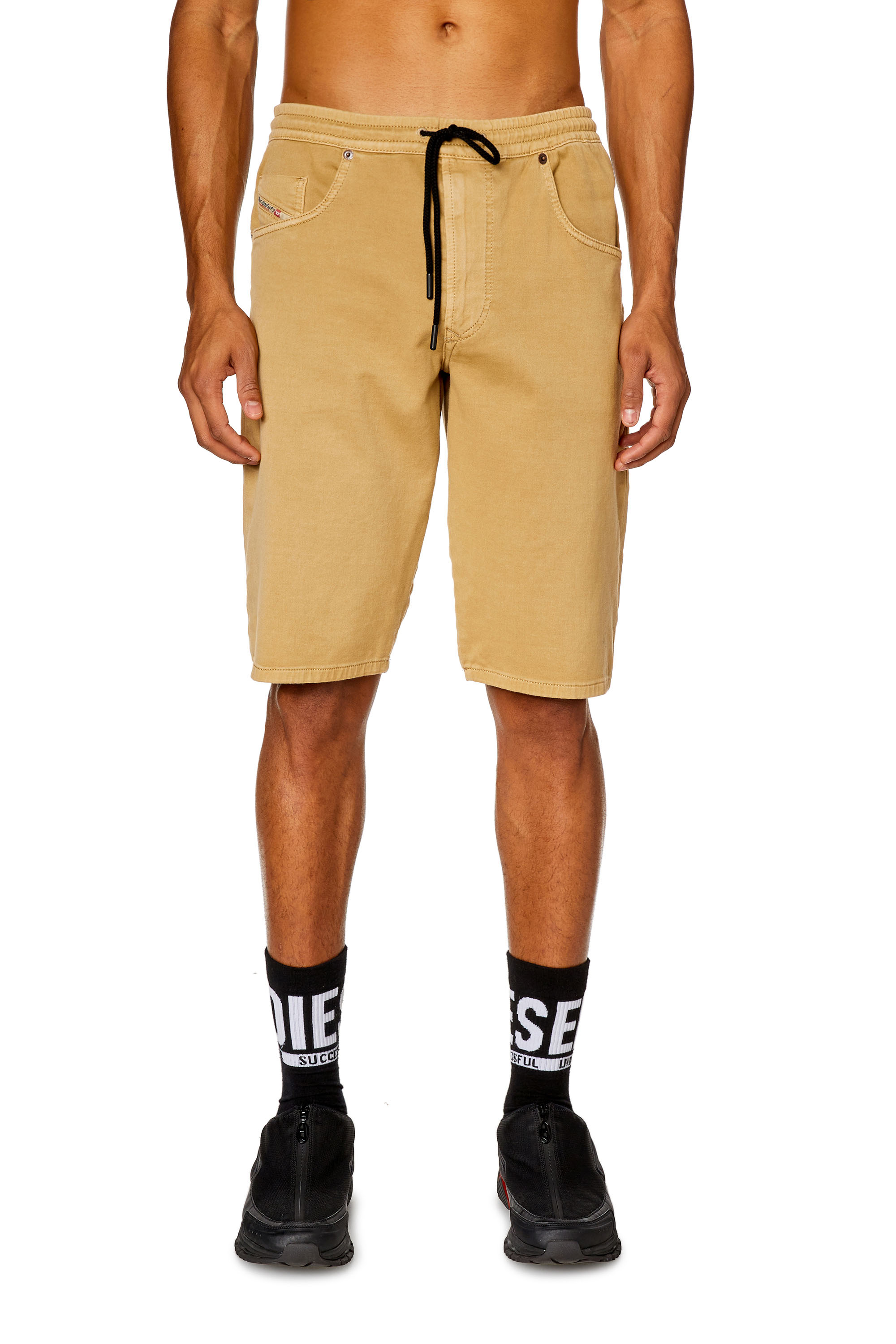 Diesel - 2033 D-KROOLEY-SHORT JOGG, Male's Chino shorts in JoggJeans in Light Brown - 1