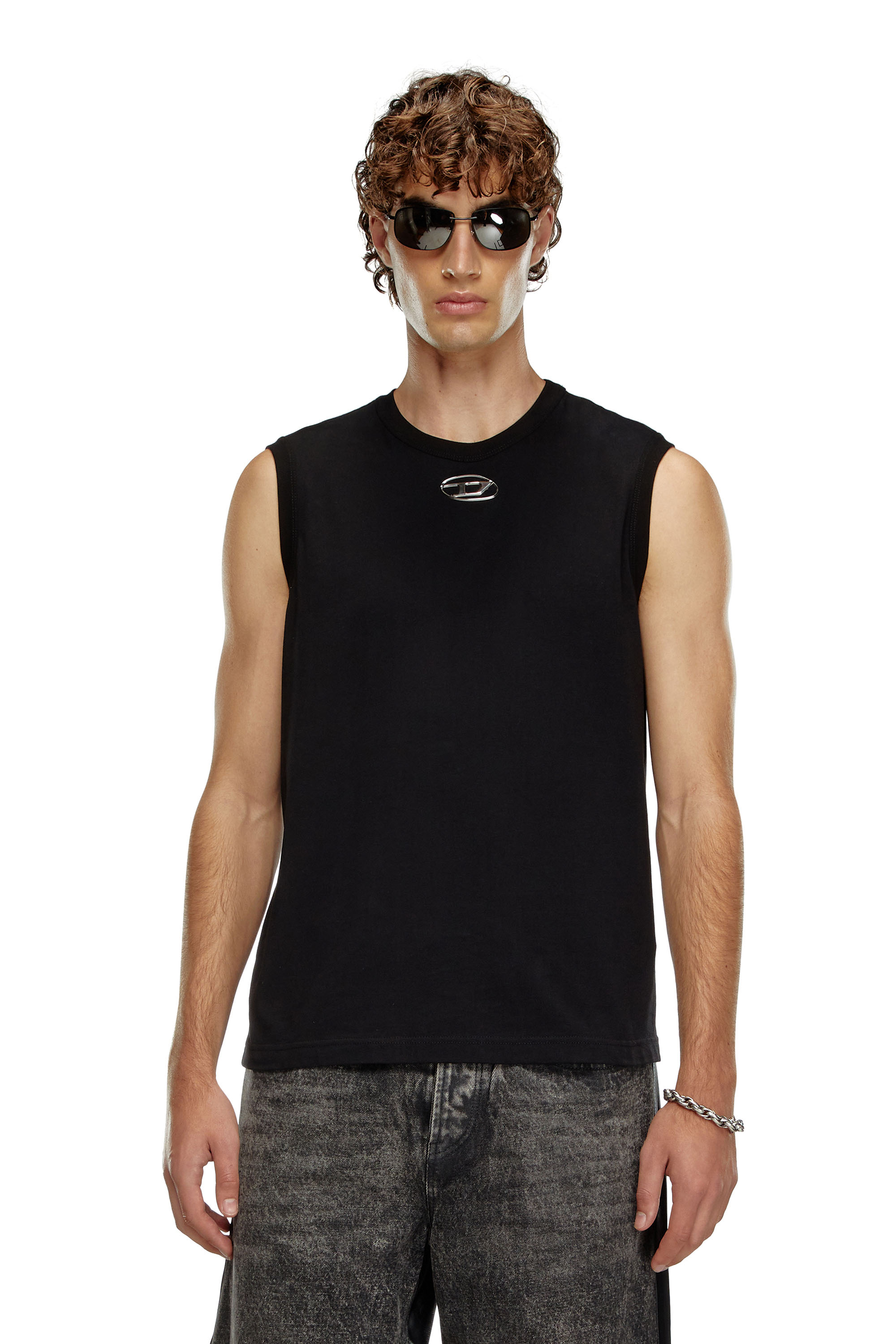 Diesel - T-BISCO-OD, Débardeur avec Oval D moulé par injection Homme in Noir - 1