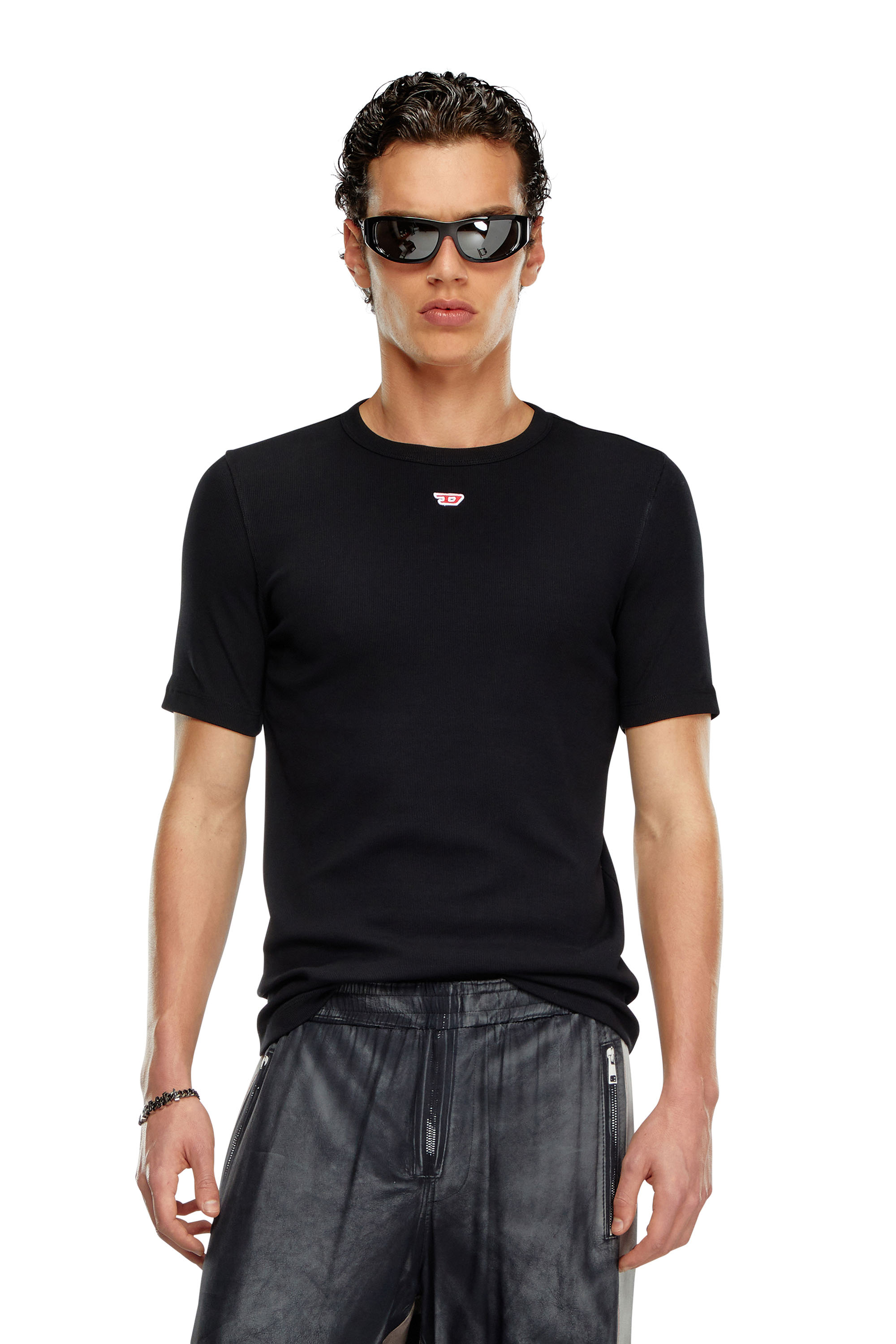 Diesel - D-RIBBER-N, Homme T-shirt avec empiècement D in Noir - Image 1