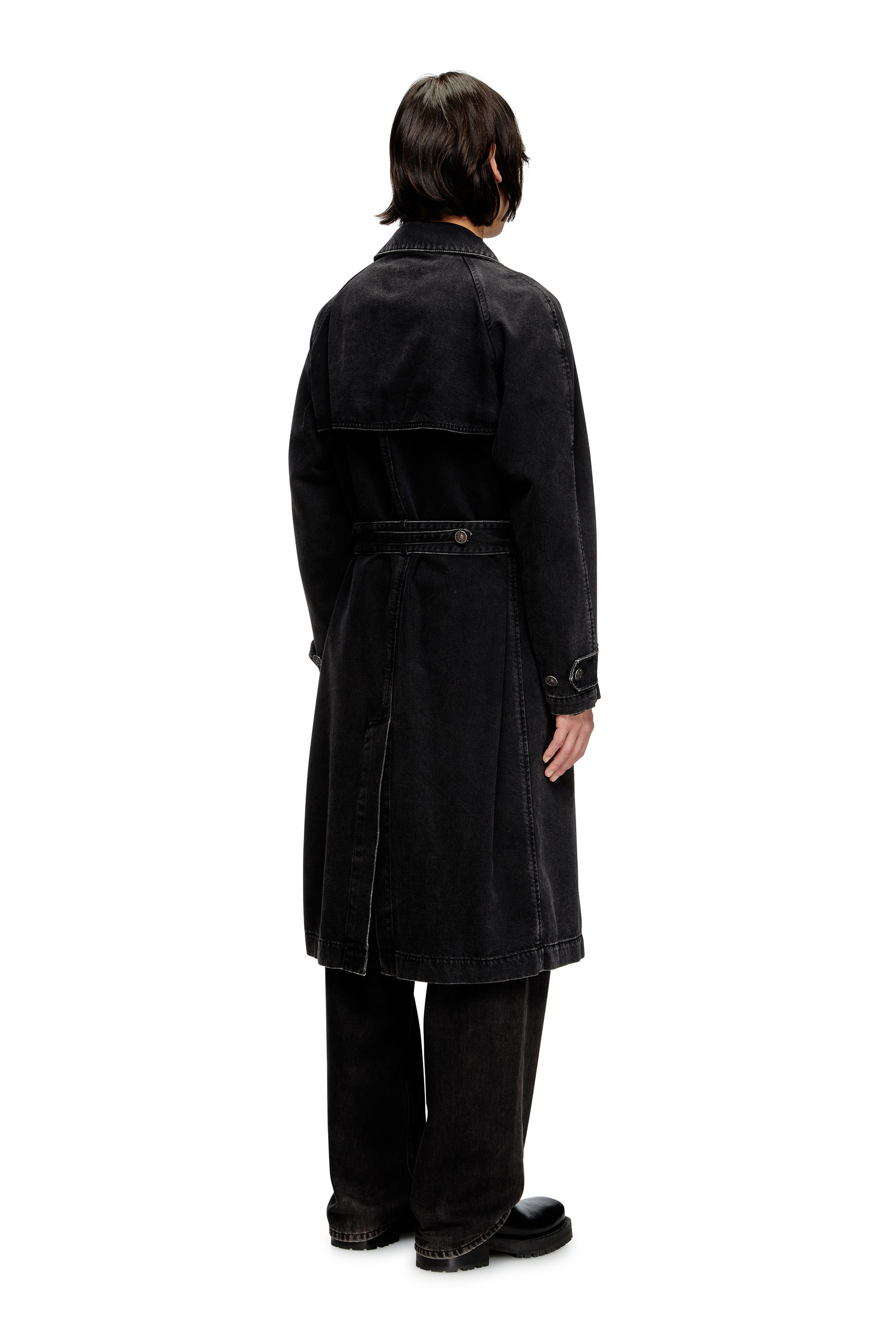 Diesel - D-DELIRIOUS-D, Trench-coat en denim délavé Homme in Noir - 3