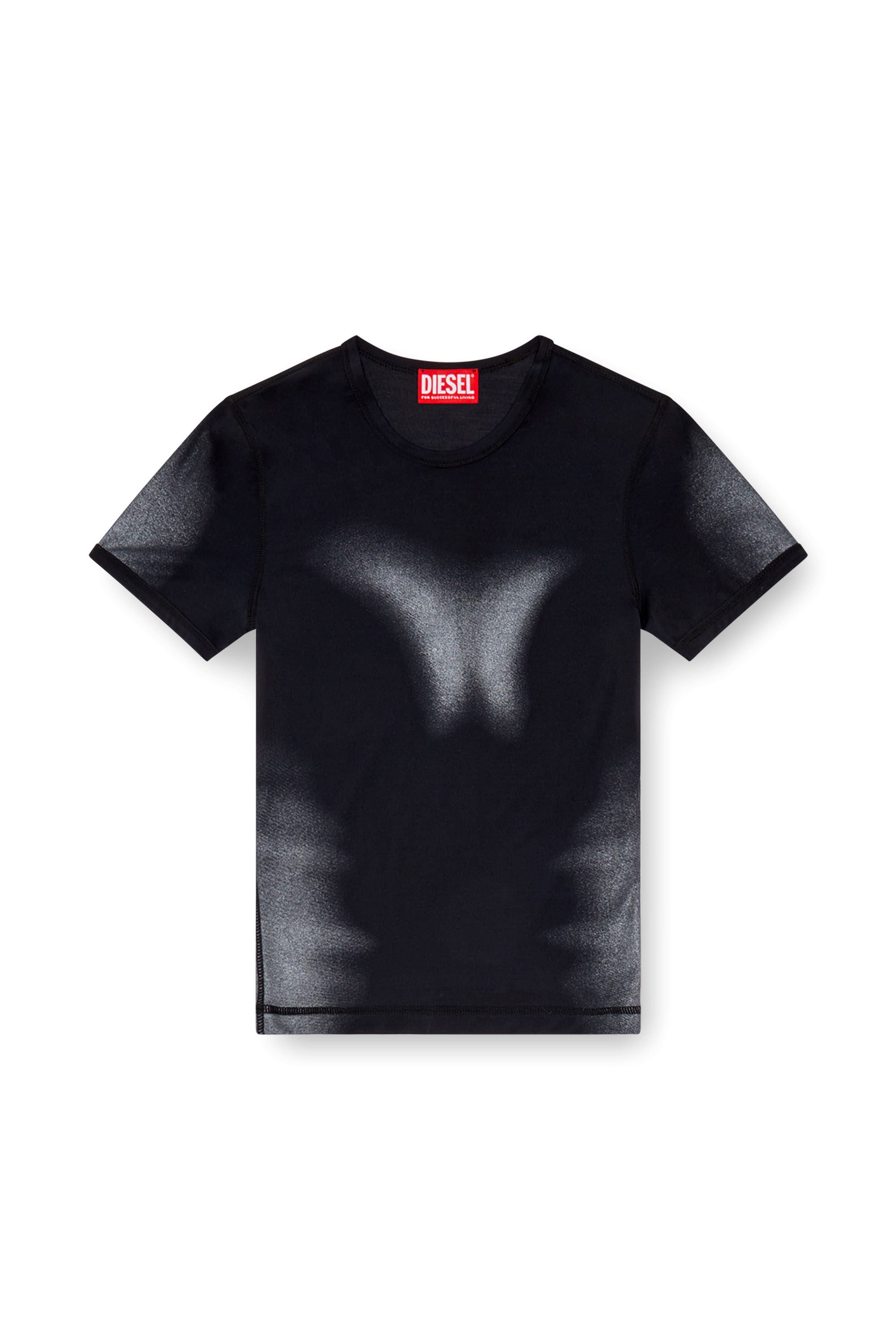 Diesel - T-ANESSA, T-shirt avec effets métallisés Femme in Noir - 3