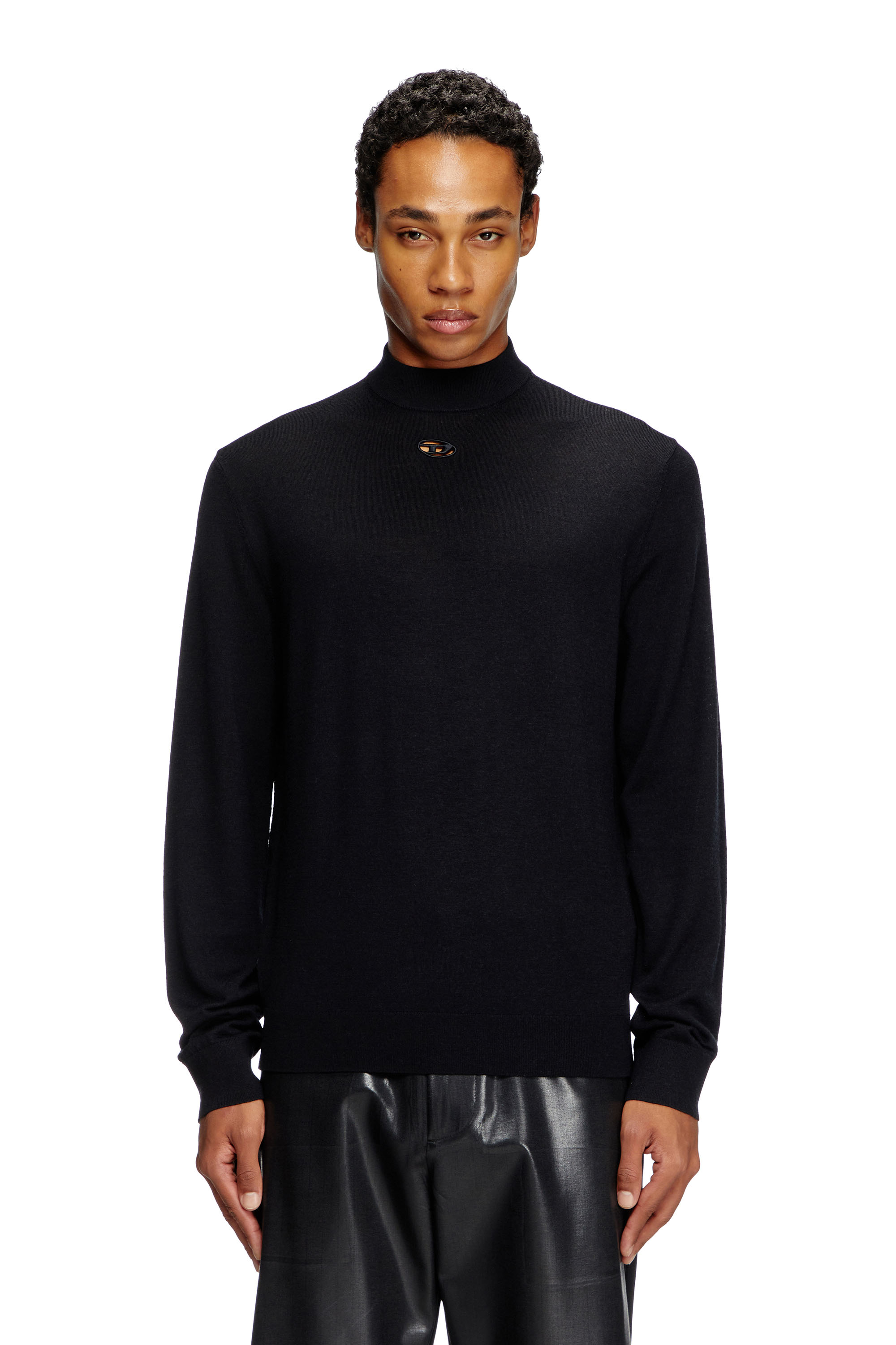 Diesel - K-GIL, Male's Wool turtleneck jumper in Black - 1