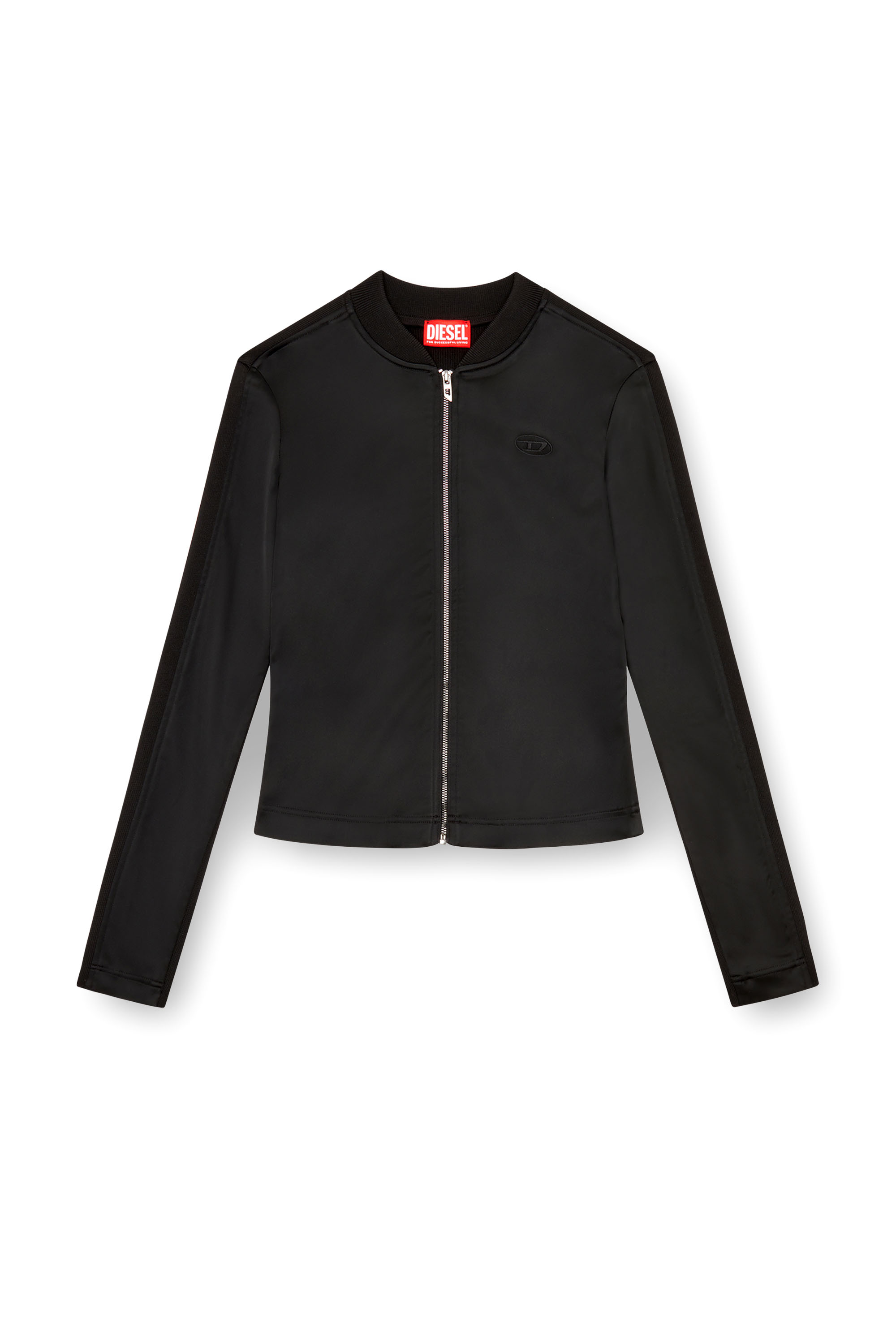 Diesel - G-OPER, Female's Rib-knit and stretch satin jacket in Black - 5