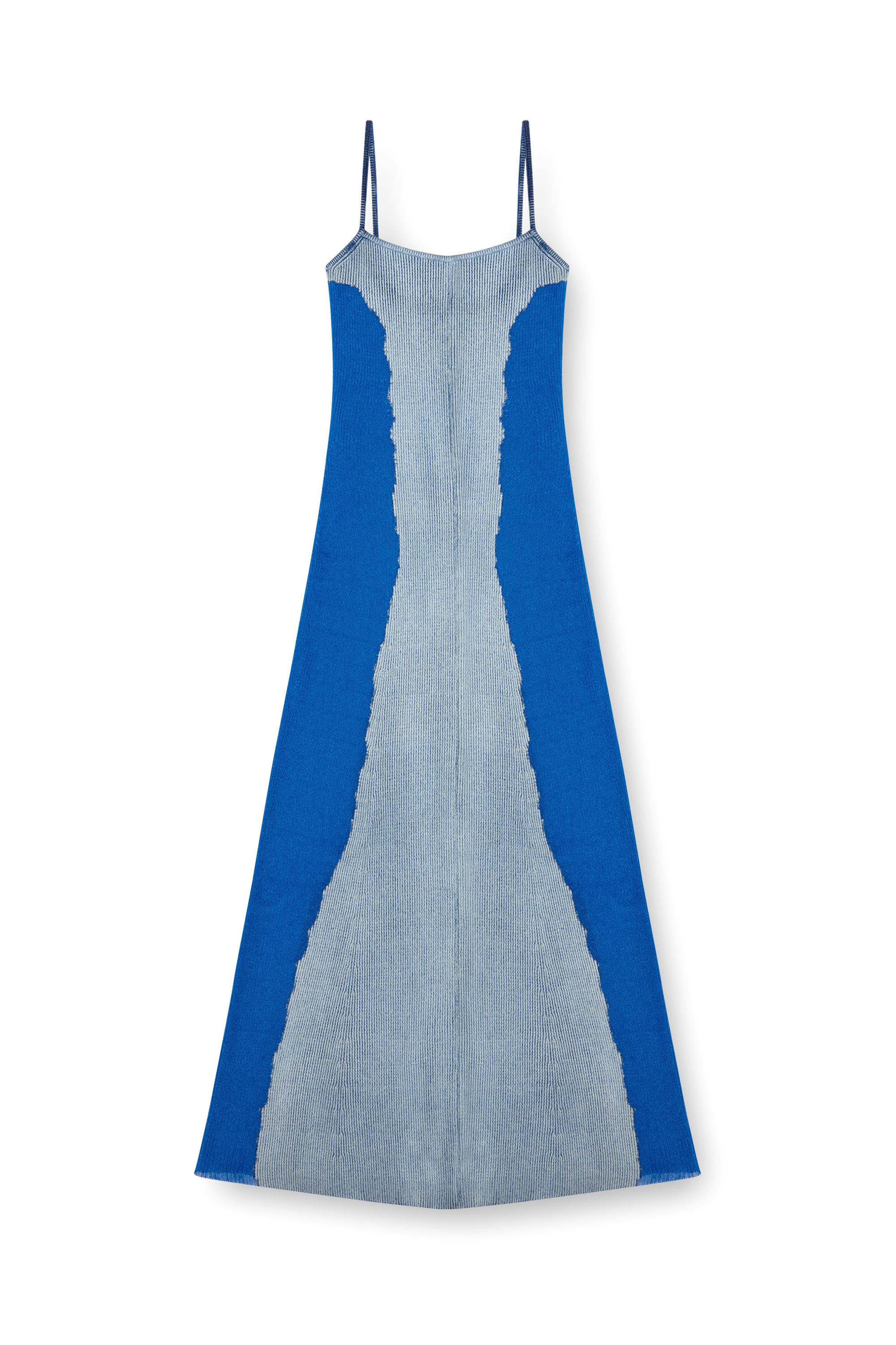 Diesel - M-EDAGLIA, Robe nuisette midi en maille dévorée Femme in Bleu - 4