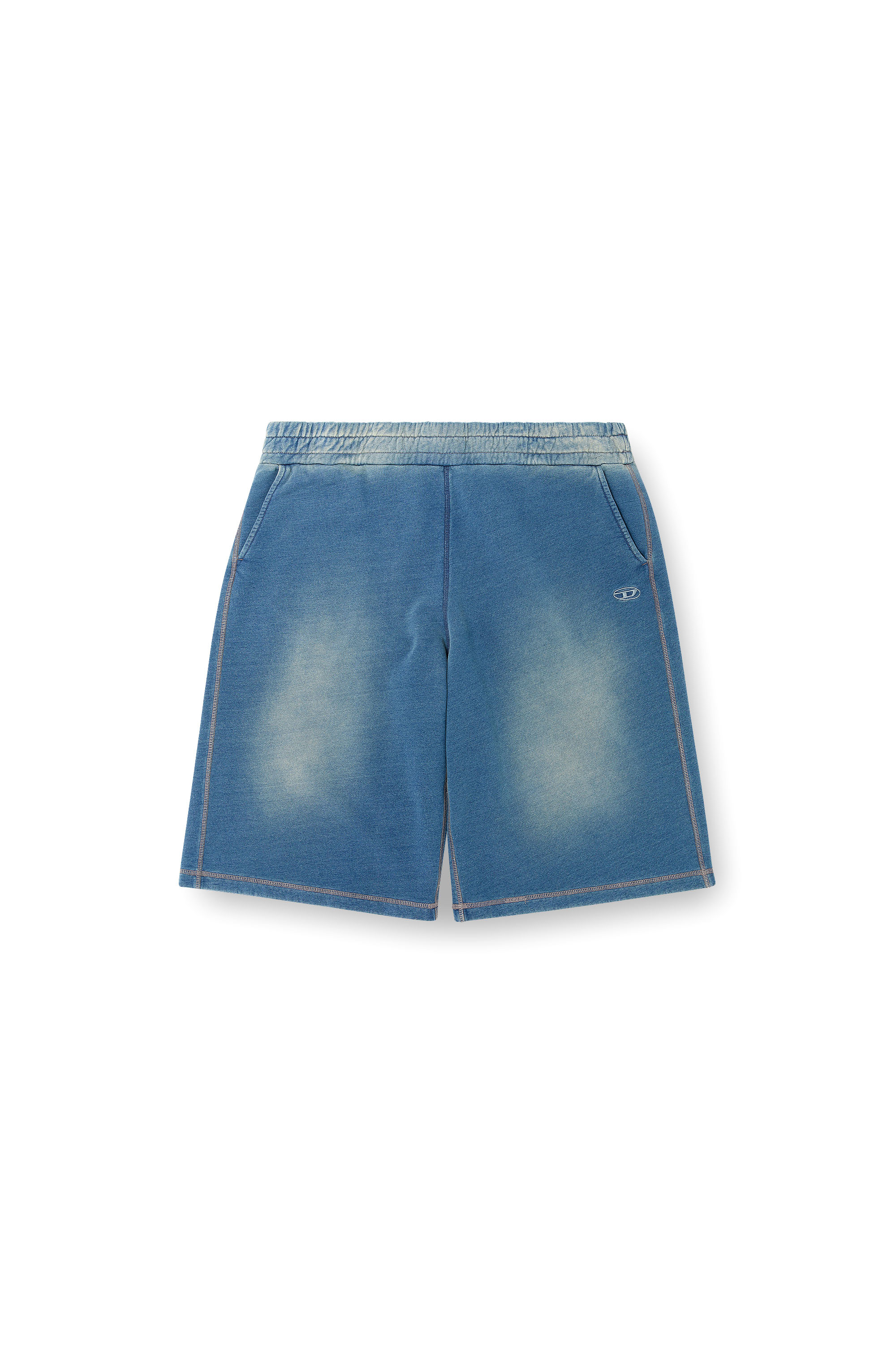 Diesel - P-CERCHIO, Male's Faded indigo sweat shorts in Blue - 4