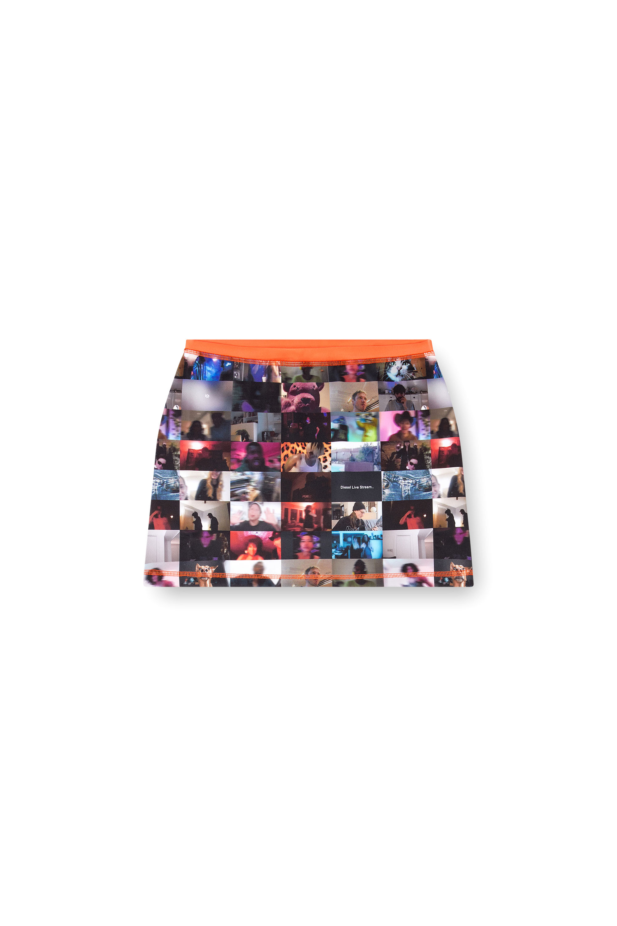 Diesel - O-PLAT, Female's Mini skirt with Pop print in Black/Orange - 6