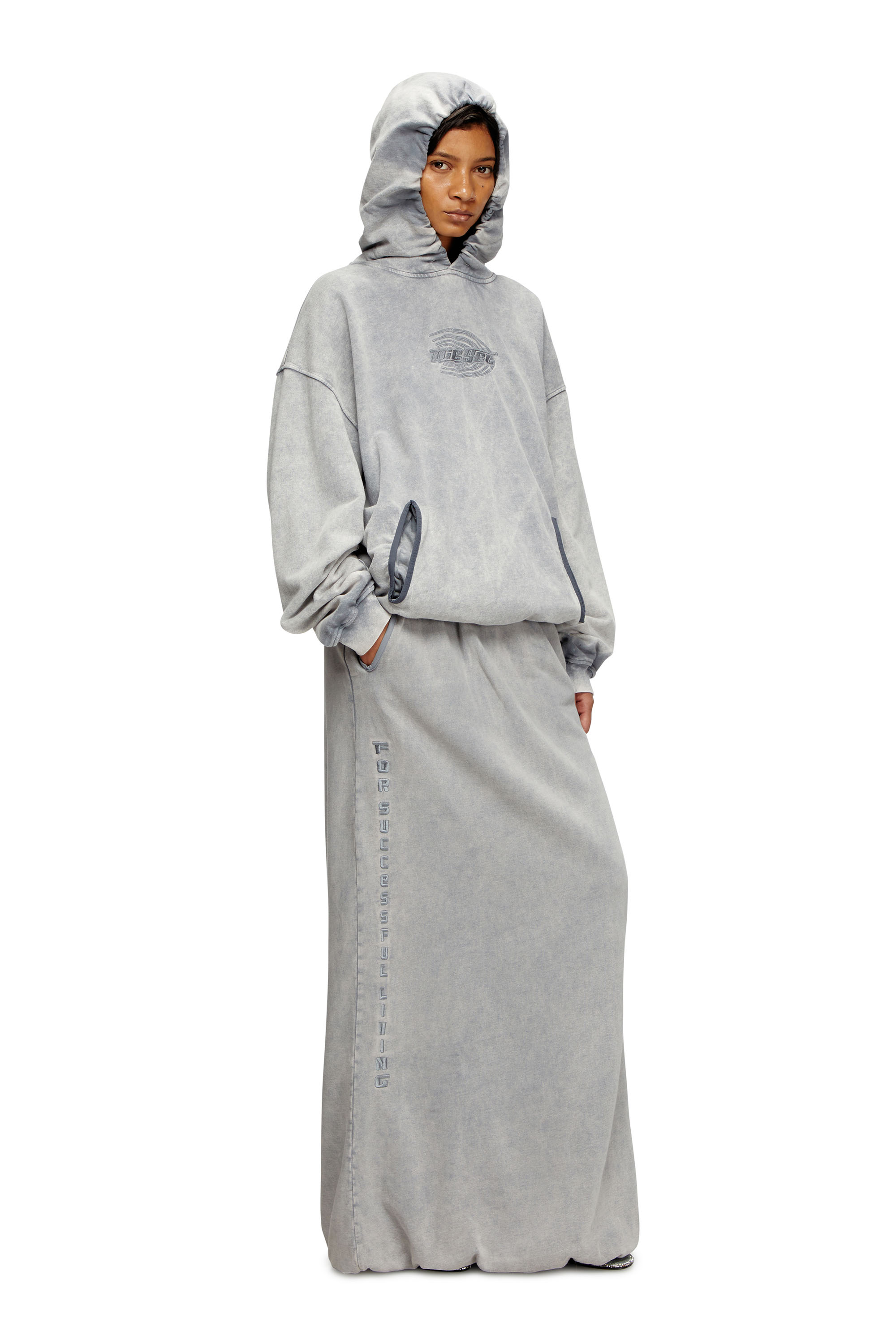 Diesel - O-REIRA, Female's Balloon-shaped maxi skirt in Light Grey - 2