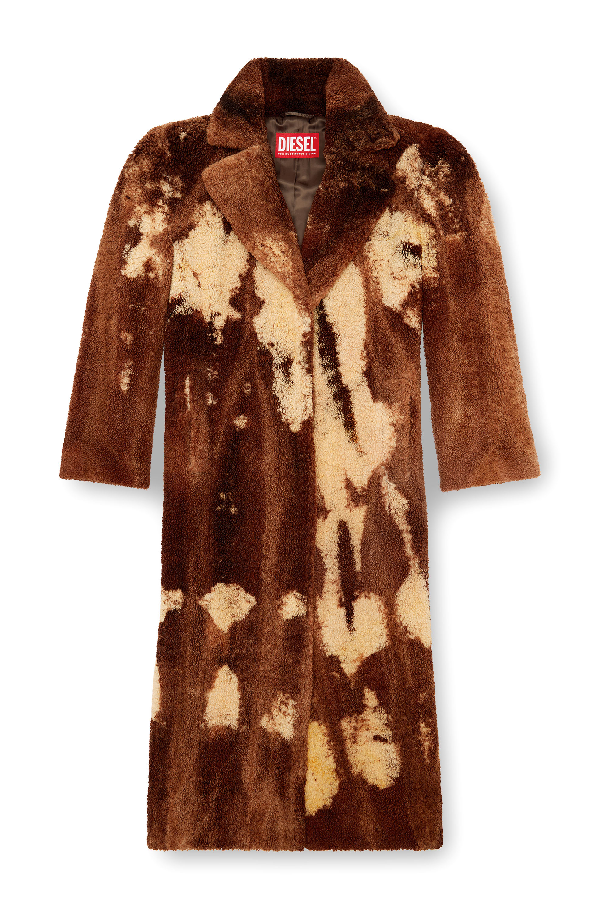 Diesel - W-ILLOW, Female's Long coat in treated teddy fleece in Brown - 5