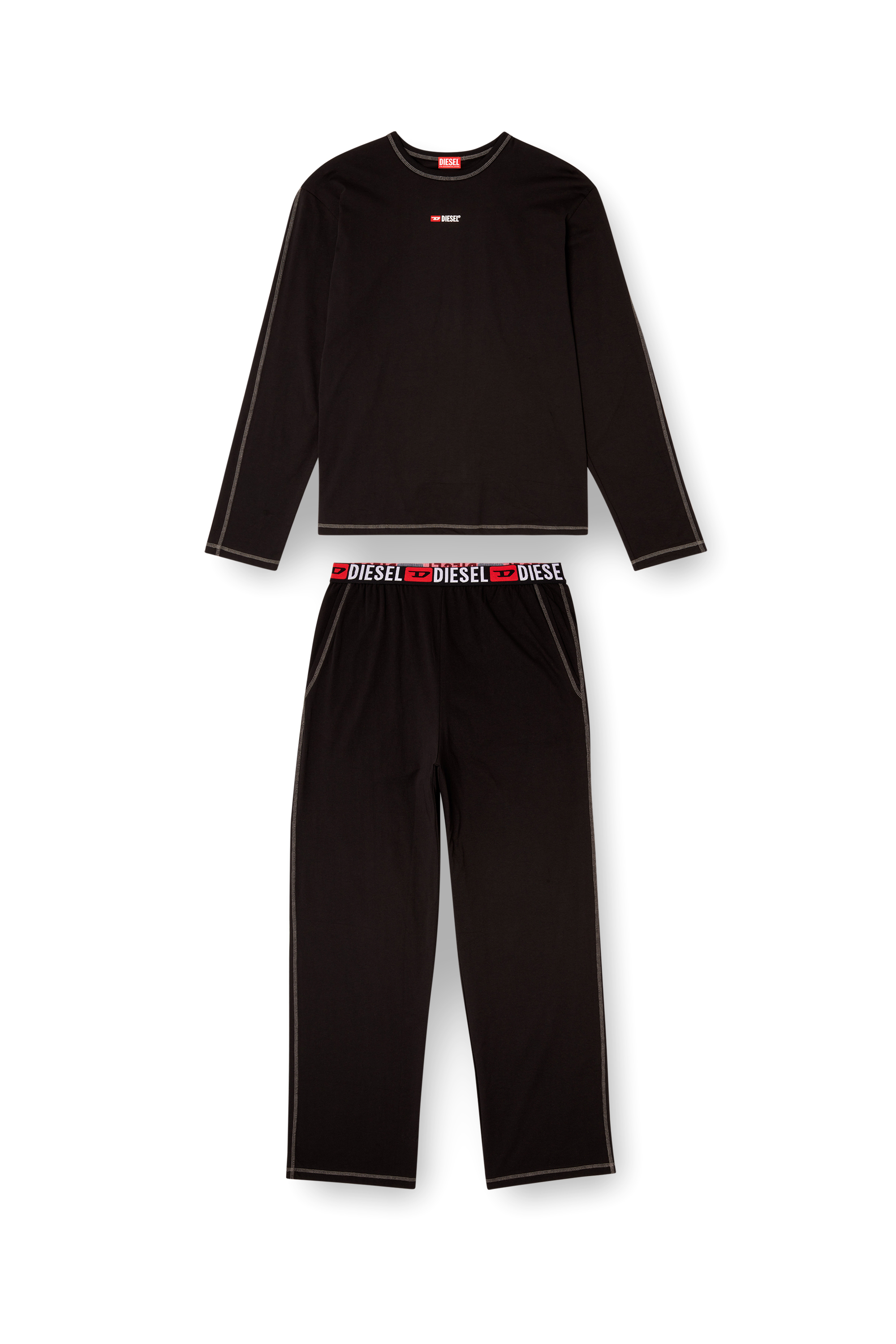 Diesel - SET-NOLAN-D-CORE, Pyjama en jersey de coton Homme in Noir - 4