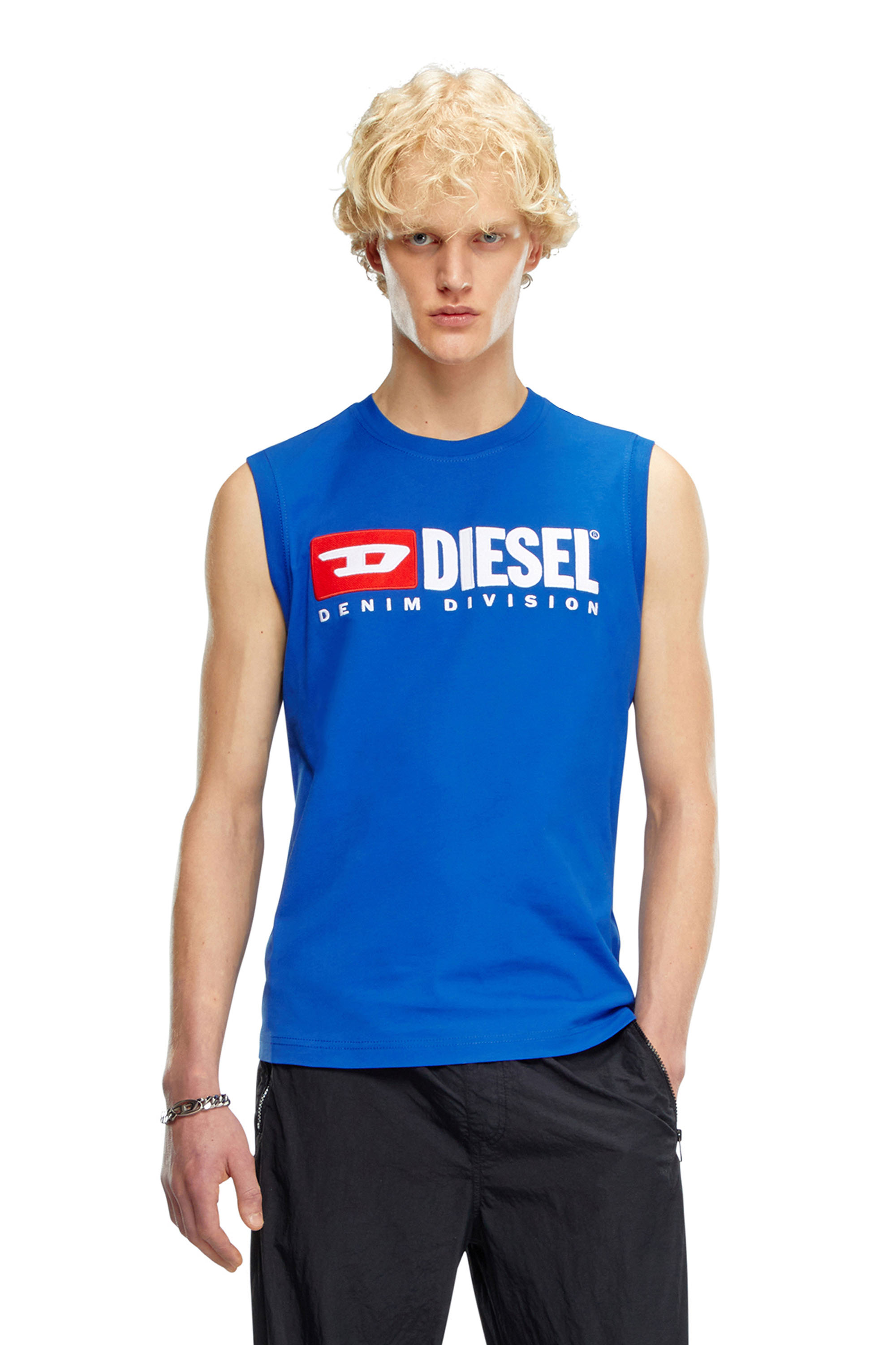 Diesel - T-ISCO-DIV, Débardeur avec logo imprimé sur le devant Homme in Bleu - 1