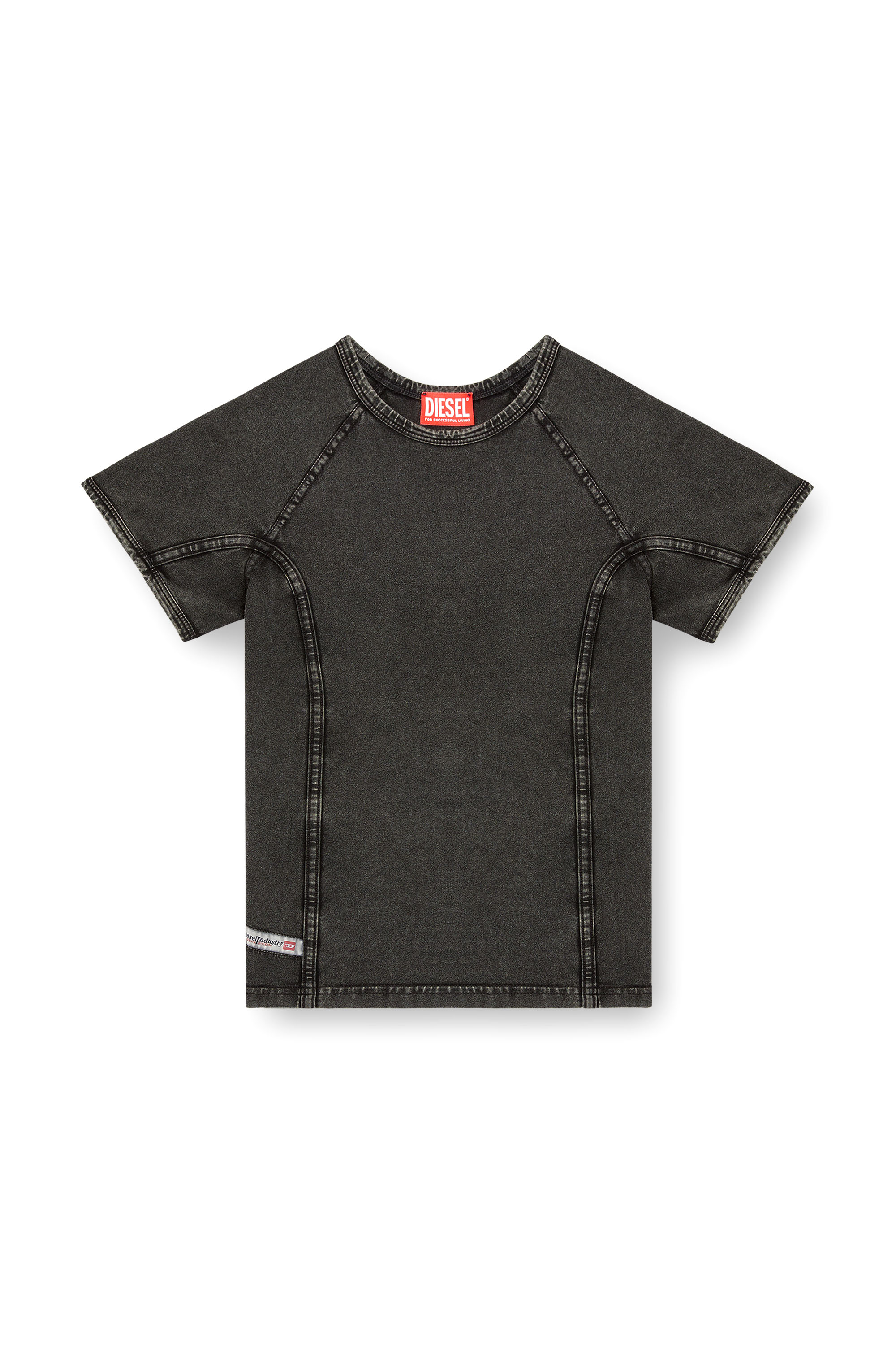 Diesel - T-LYNNE, Female's Denim-effect top in stretch jersey in Black - 4