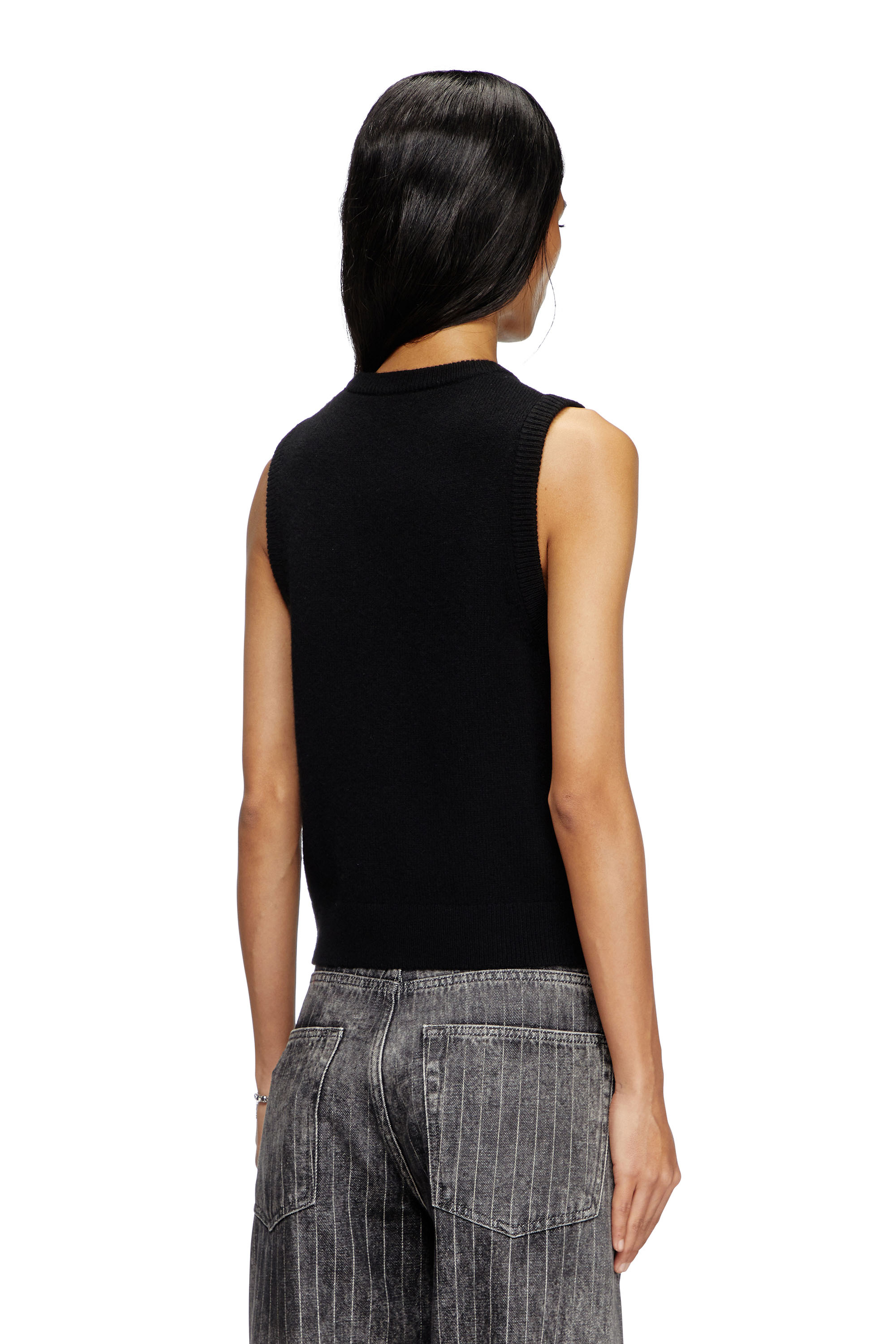 Diesel - M-ARGARIN-SL, Female's Knit tank top in cashmere blend in Black - 3